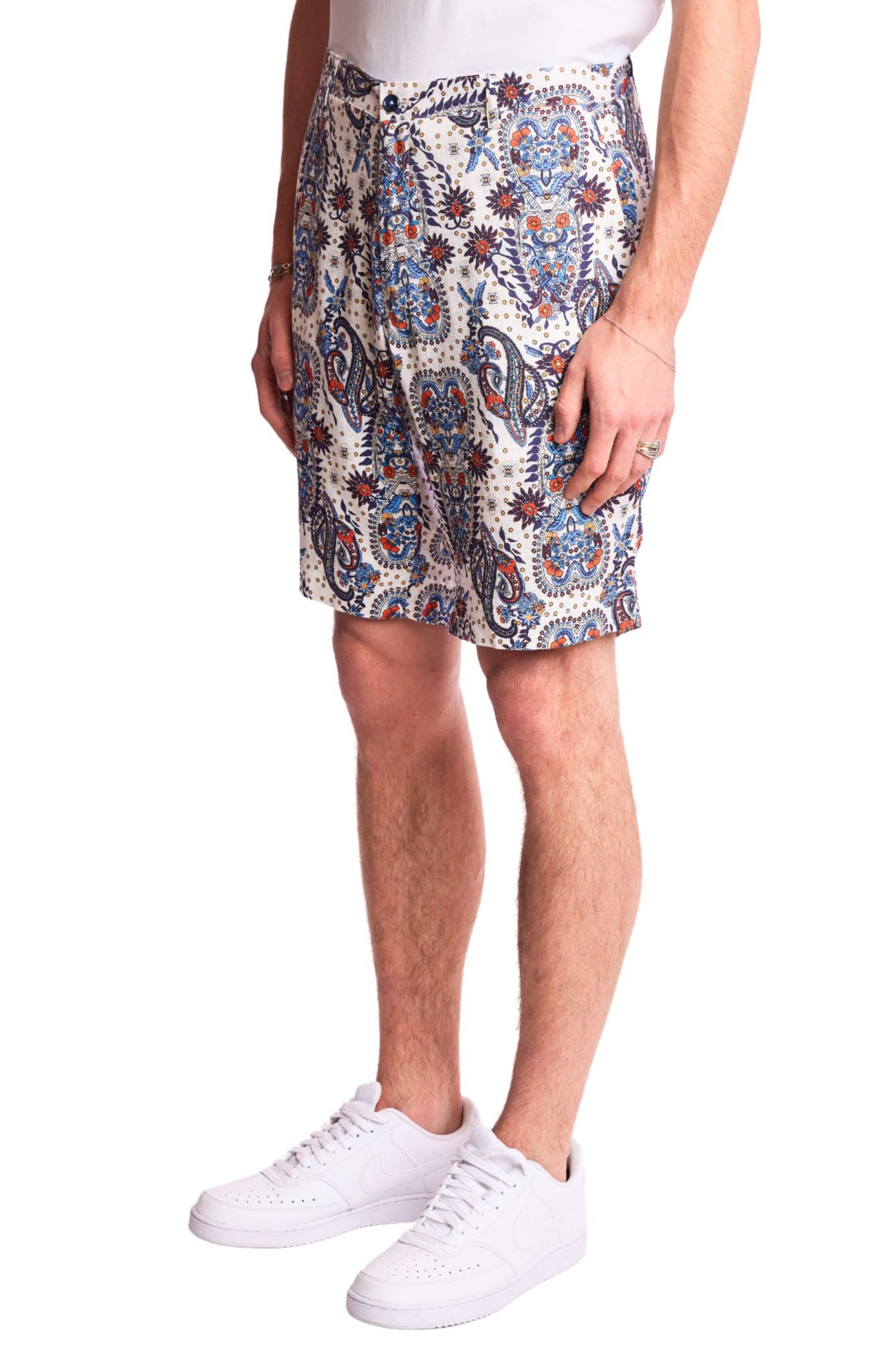 Felix Shorts - slim - White Blue Orange Paisley