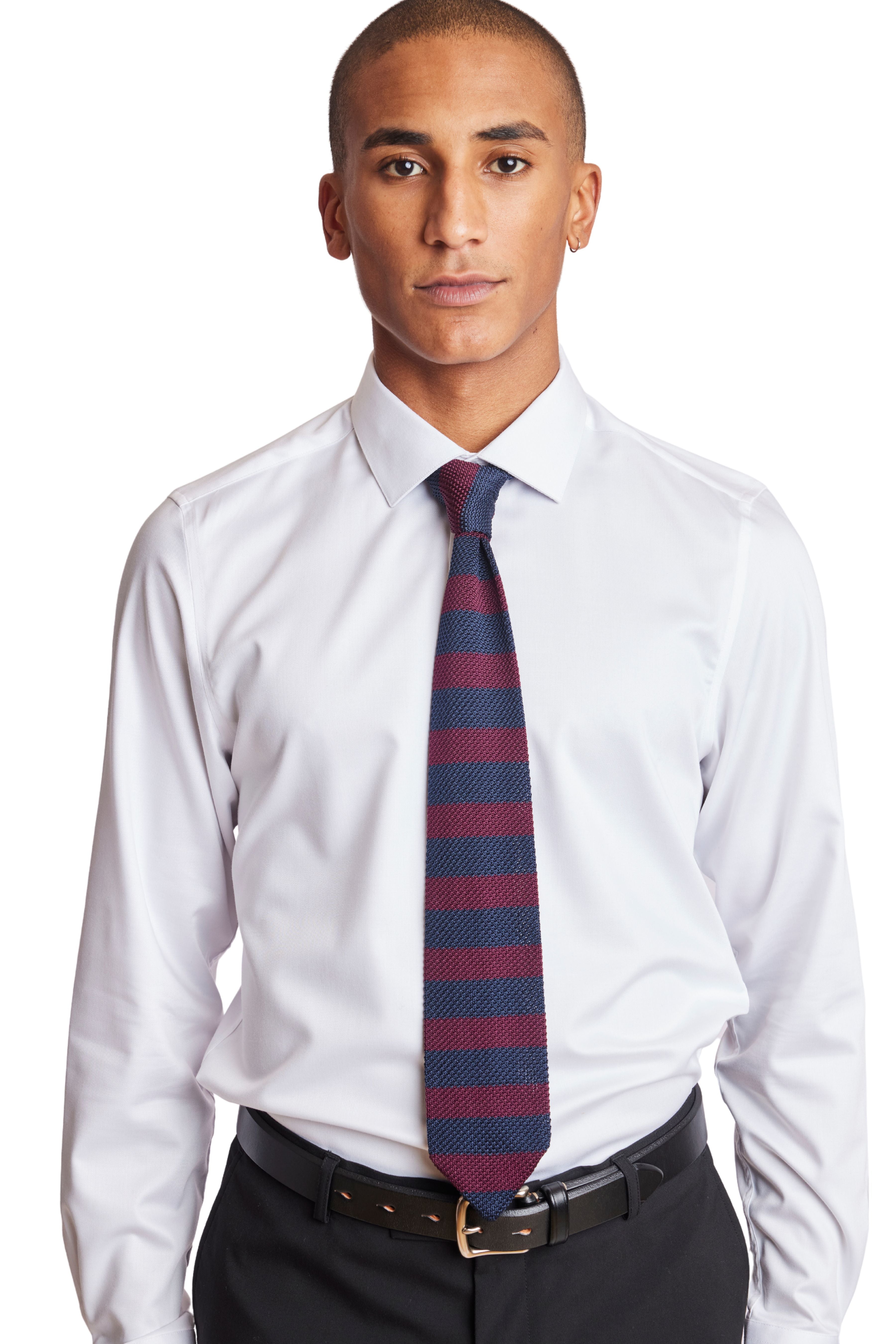 Stanley Knit Tie - Navy Malbec Stripe