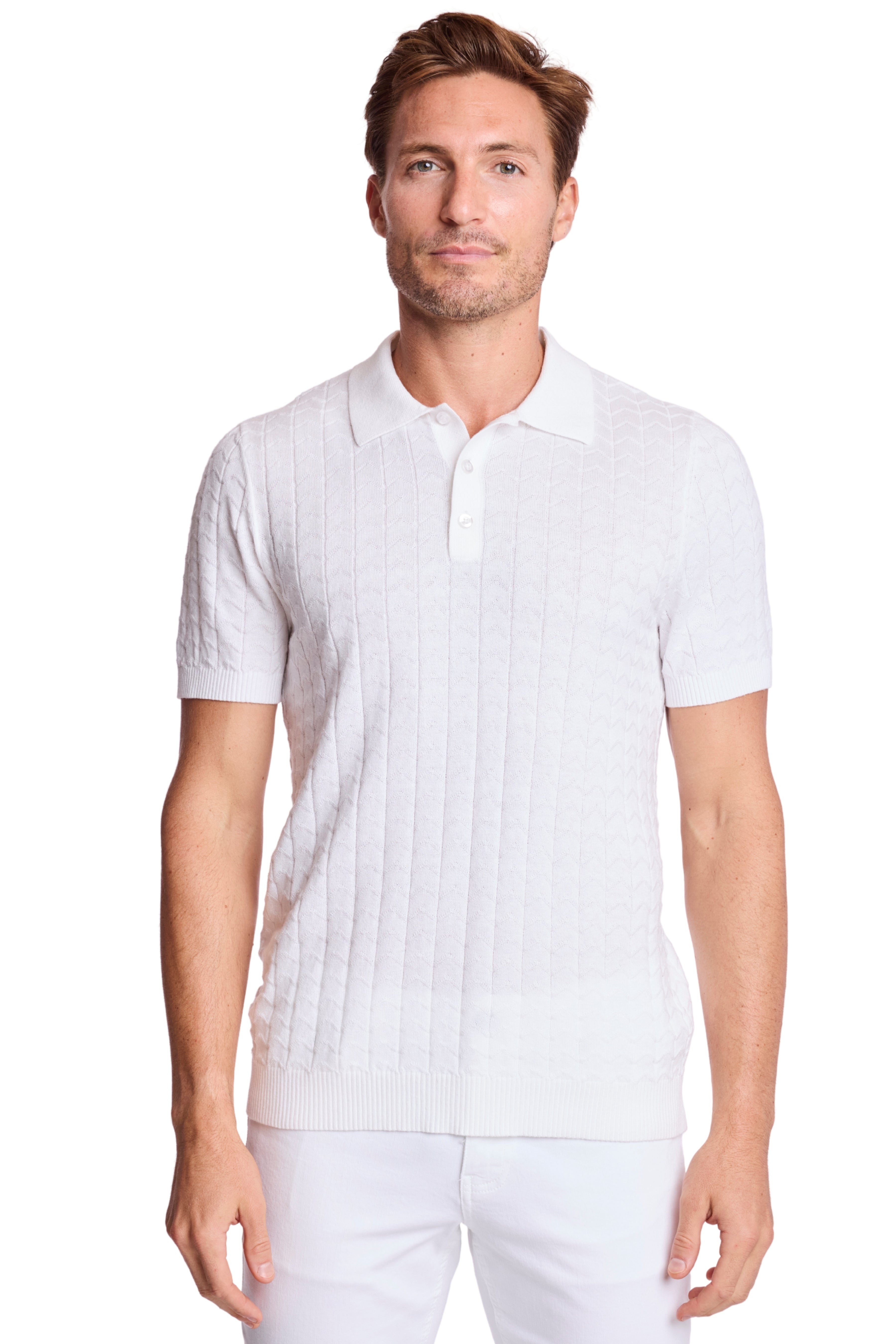3 Button Polo - White Lotus