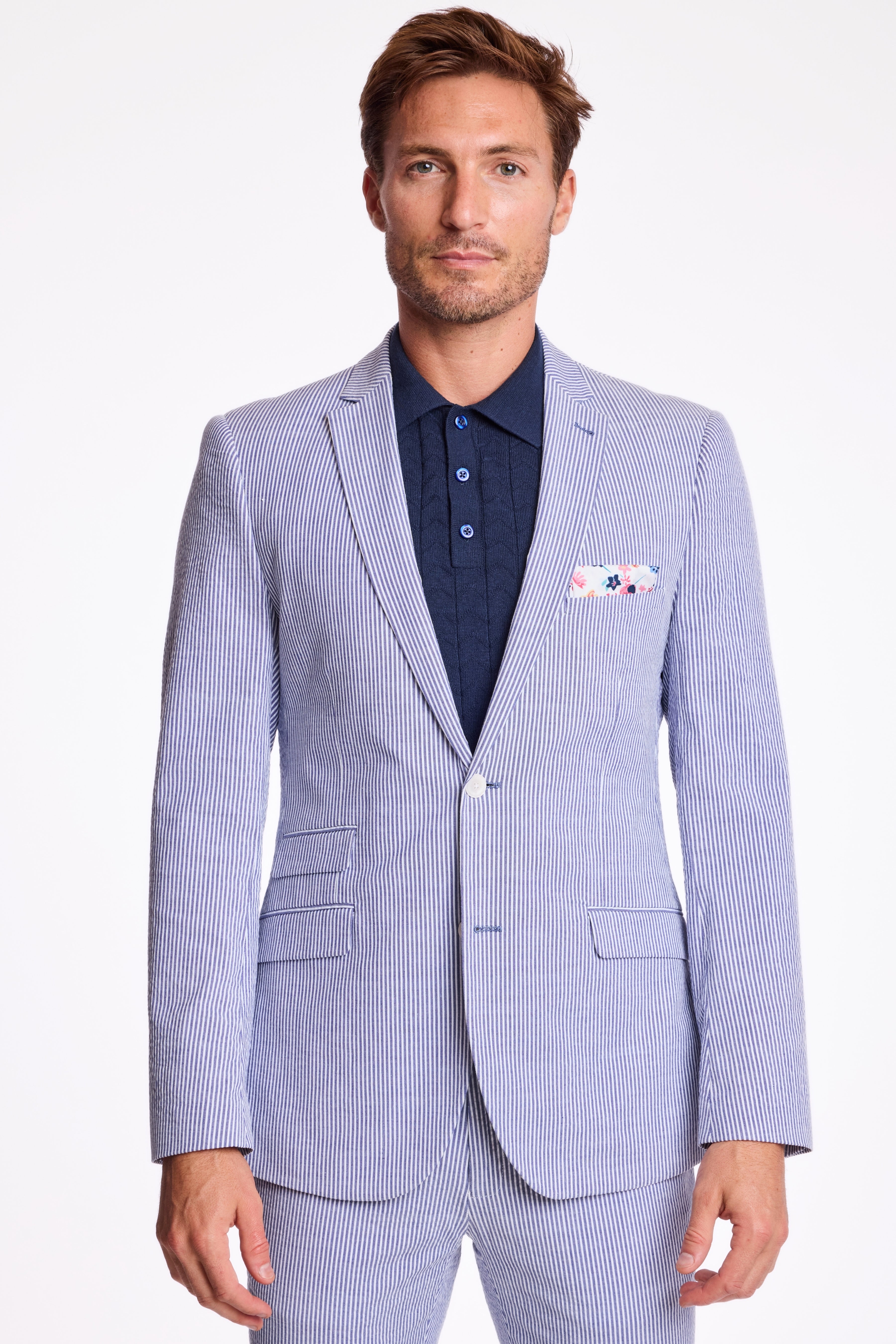 Dover Notch Jacket - slim - Blue Quartz Seersucker