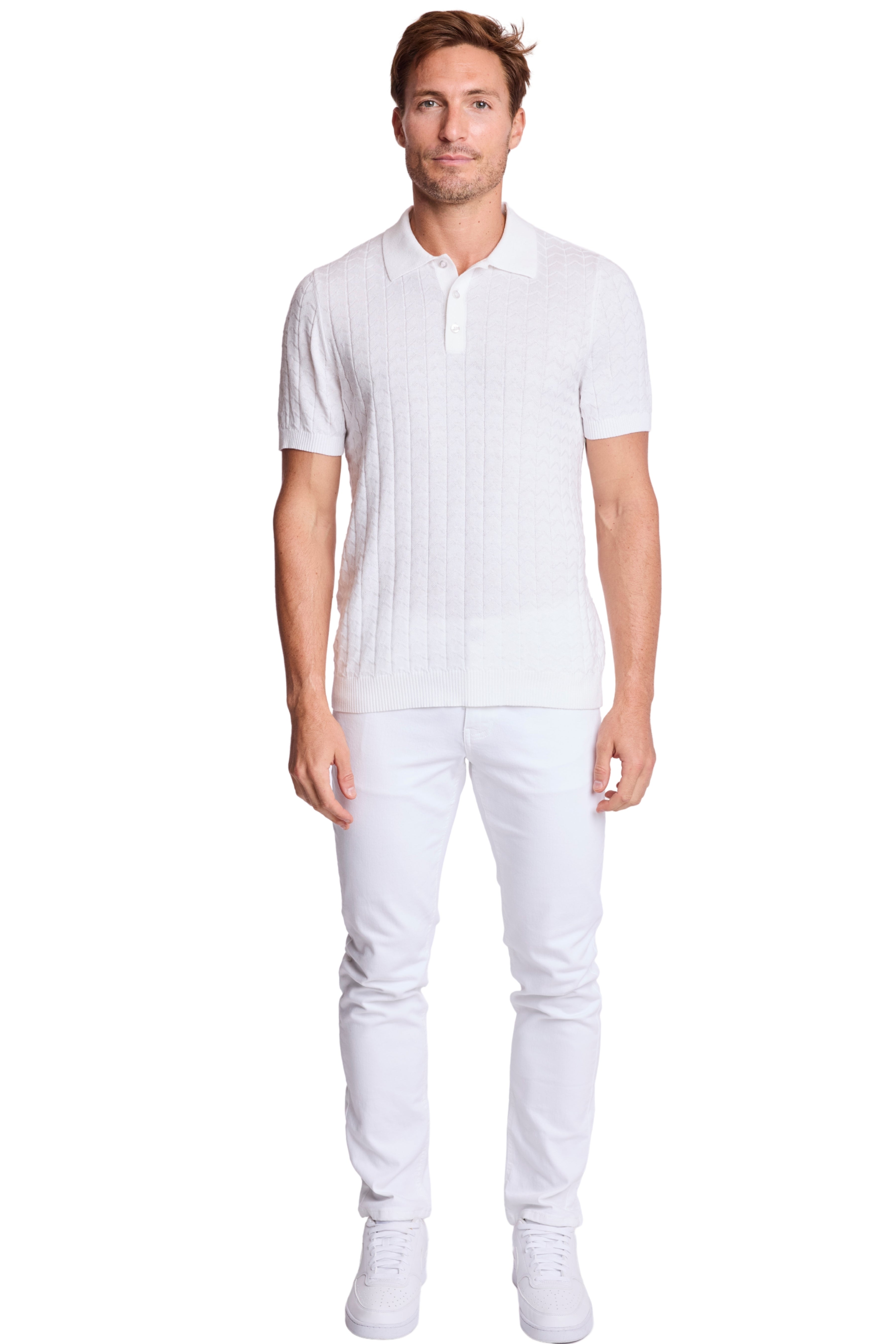 3 Button Polo - White Lotus