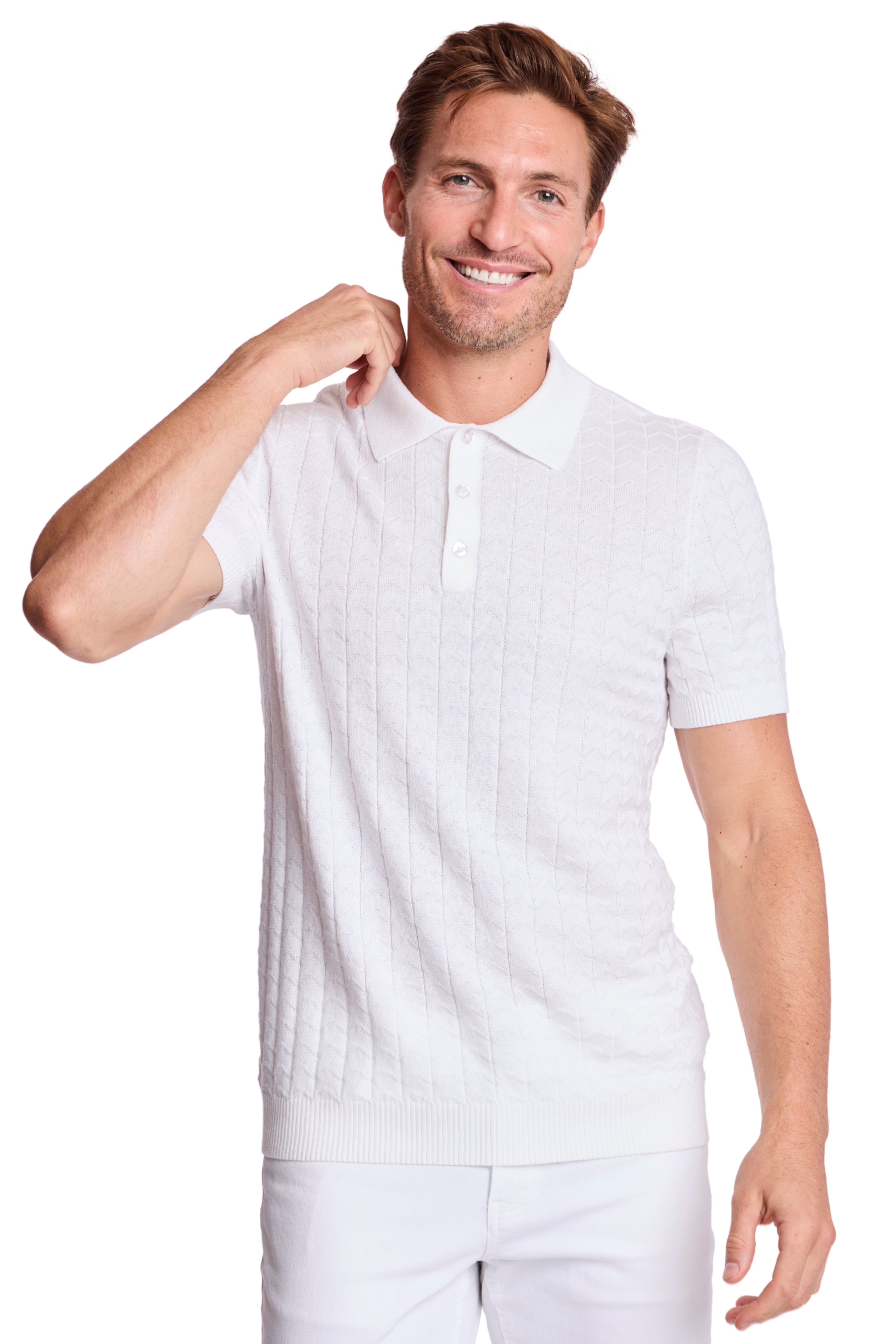 3 Button Polo - White Lotus