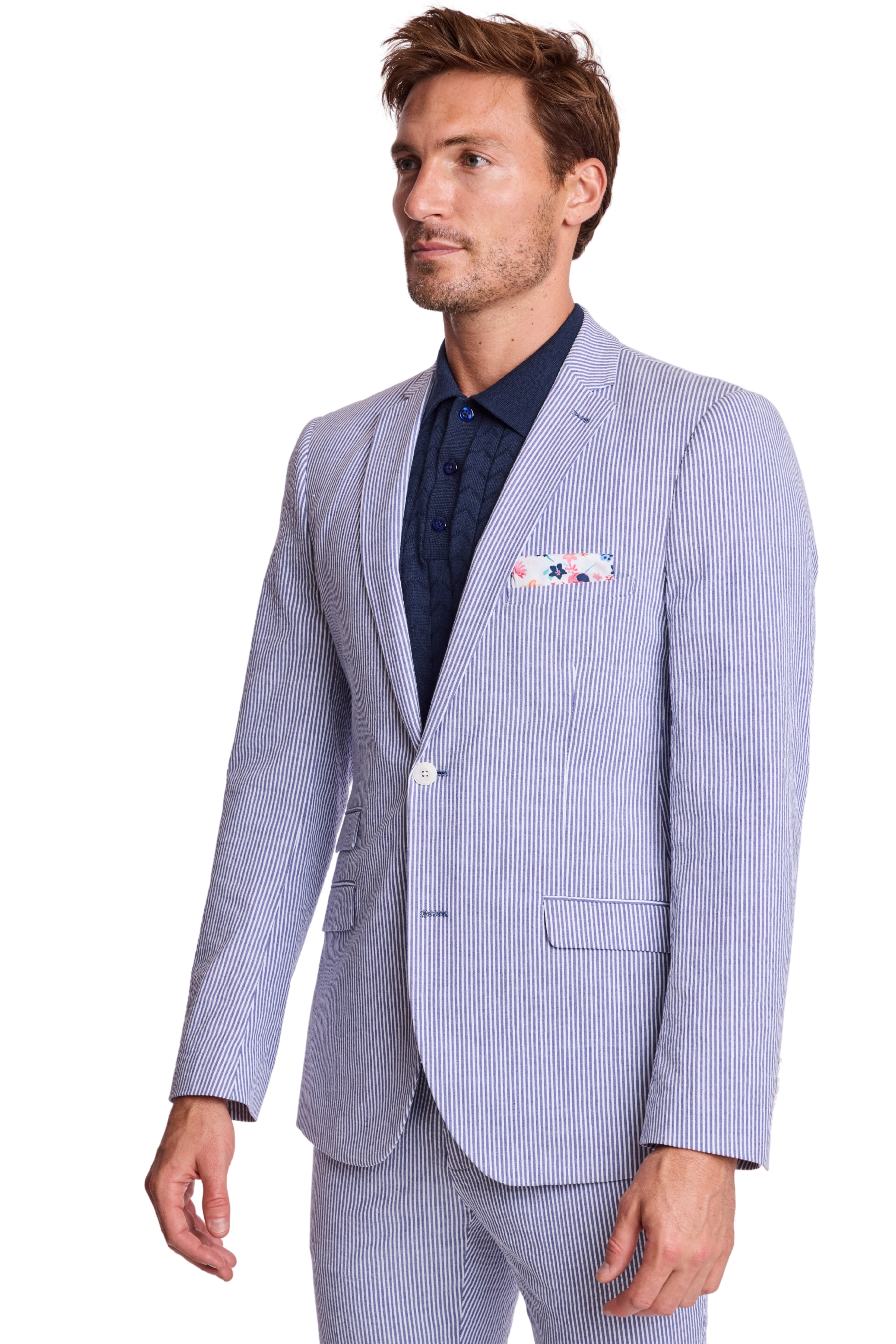 Dover Notch Jacket - slim - Blue Quartz Seersucker