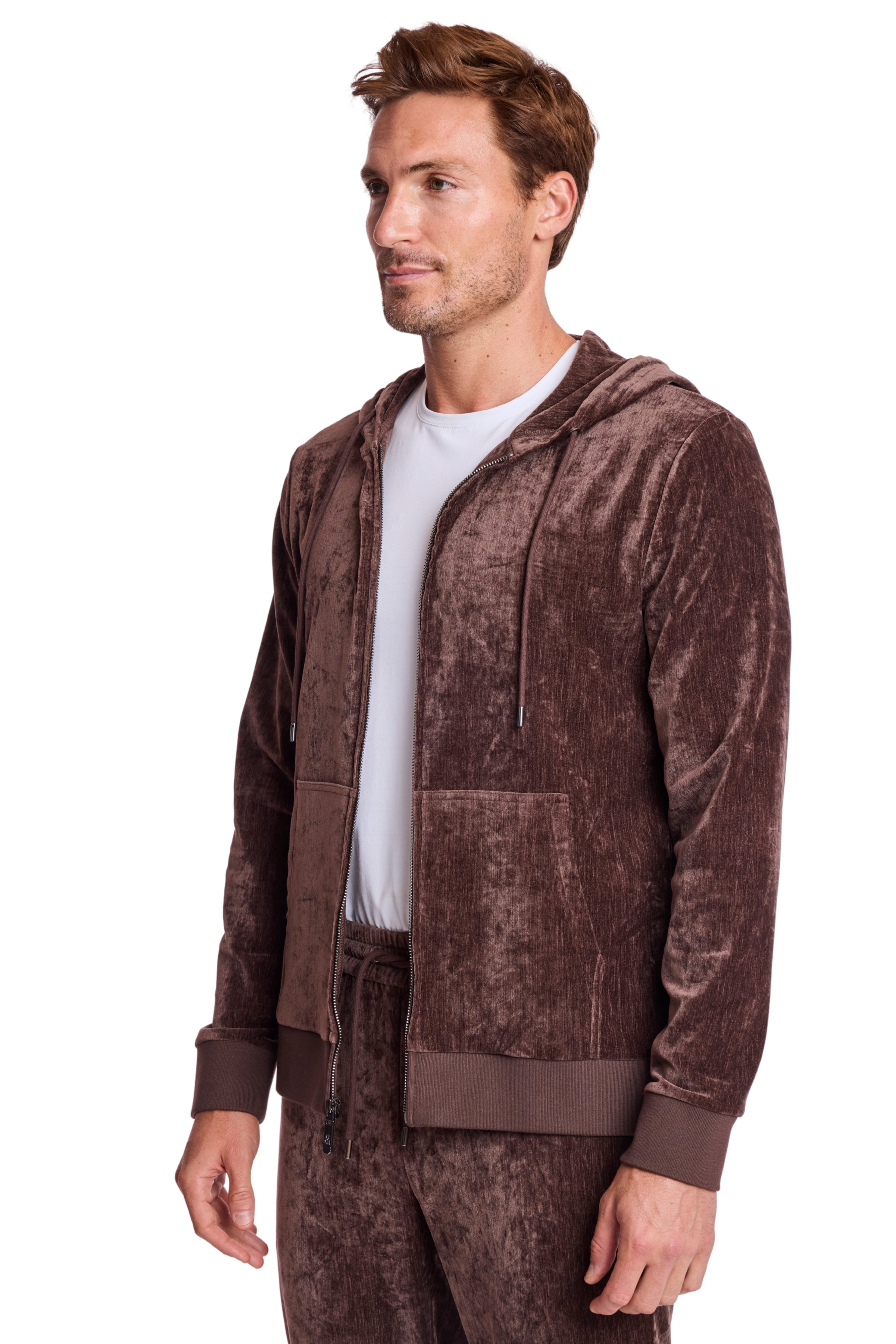 Velvet Zip-Up Hoody - Chocolate Brown Velvet
