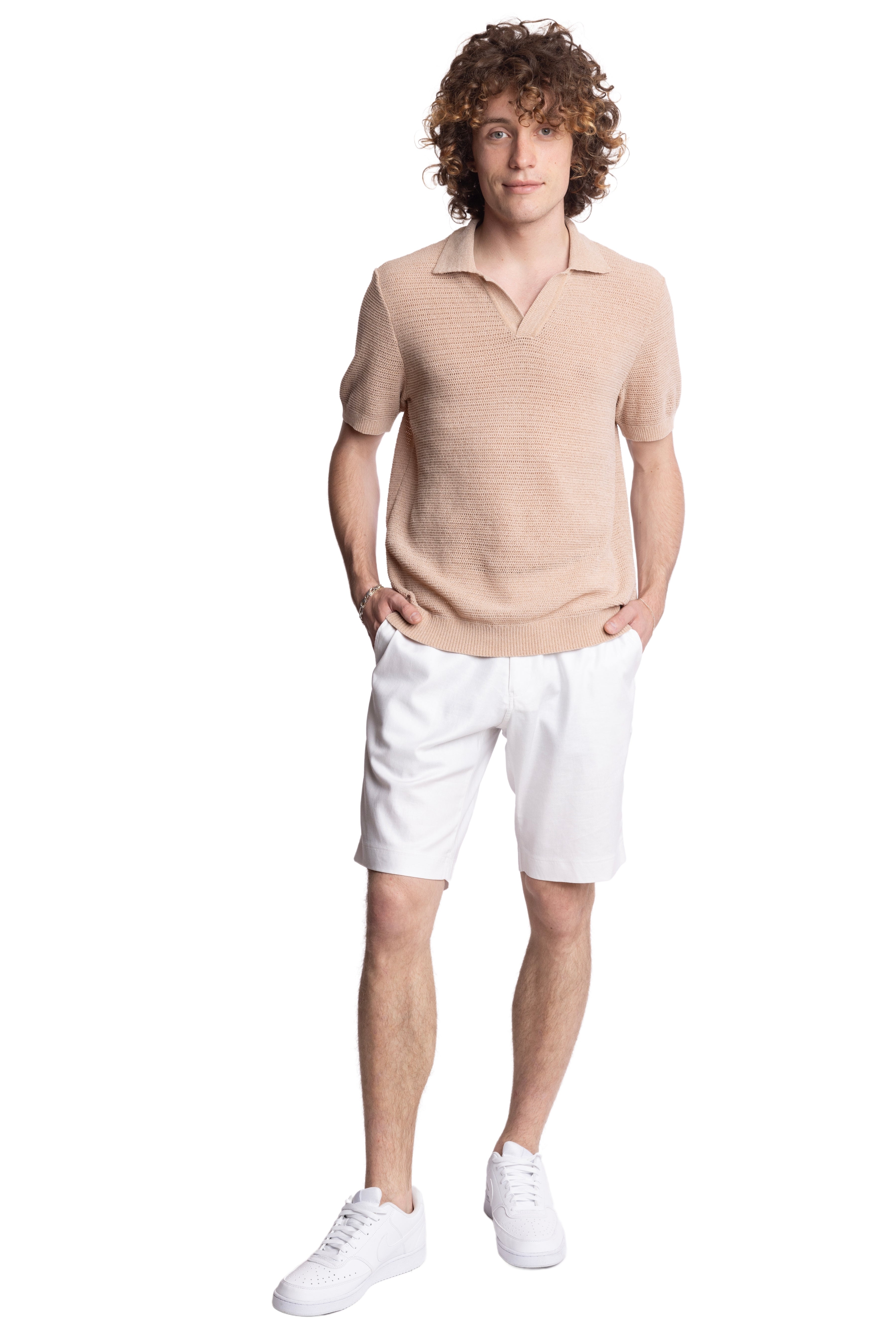 Johnny Collar Polo - Tan Chenille