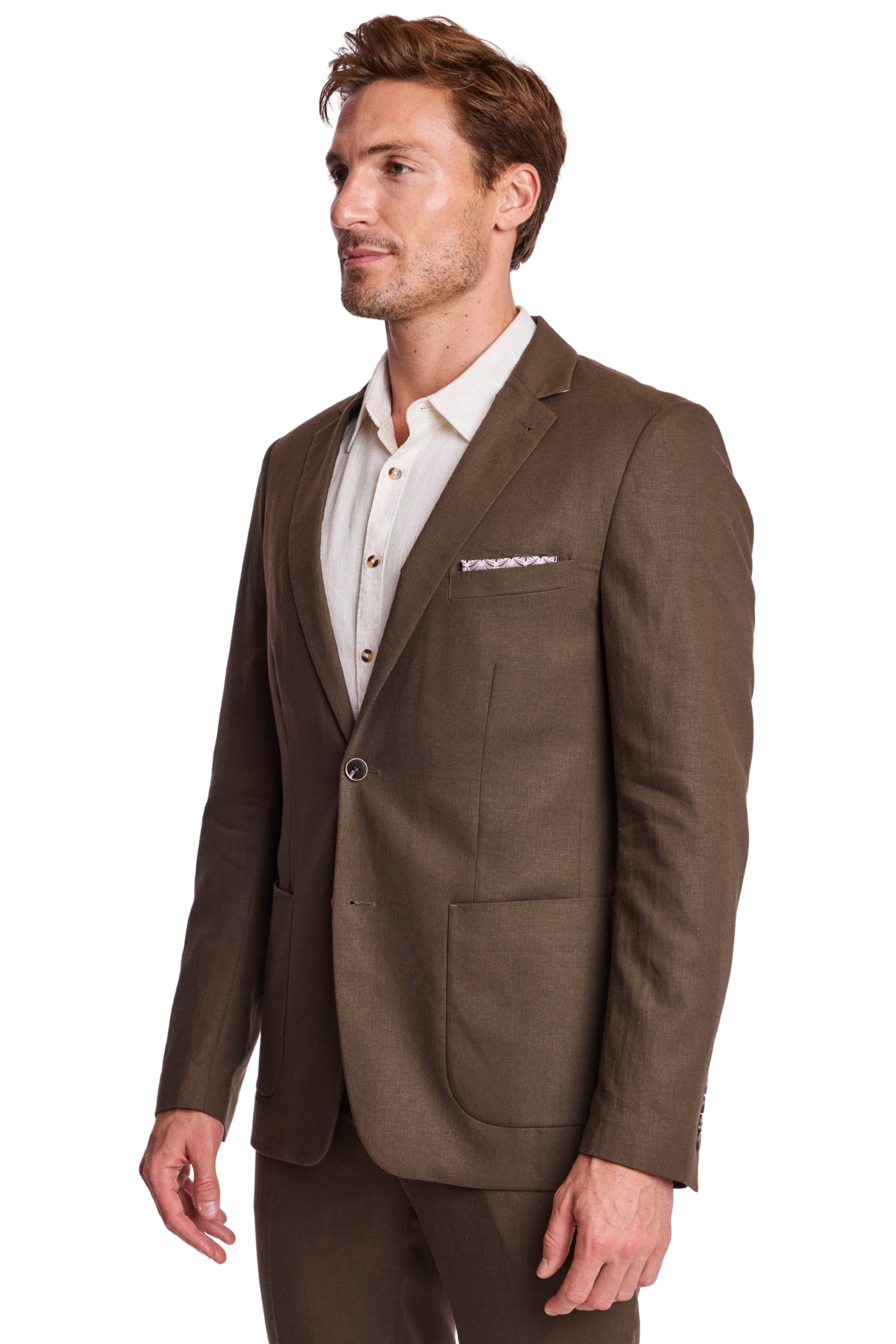 Dover Notch Jacket - slim - Ganache Dark Brown Linen