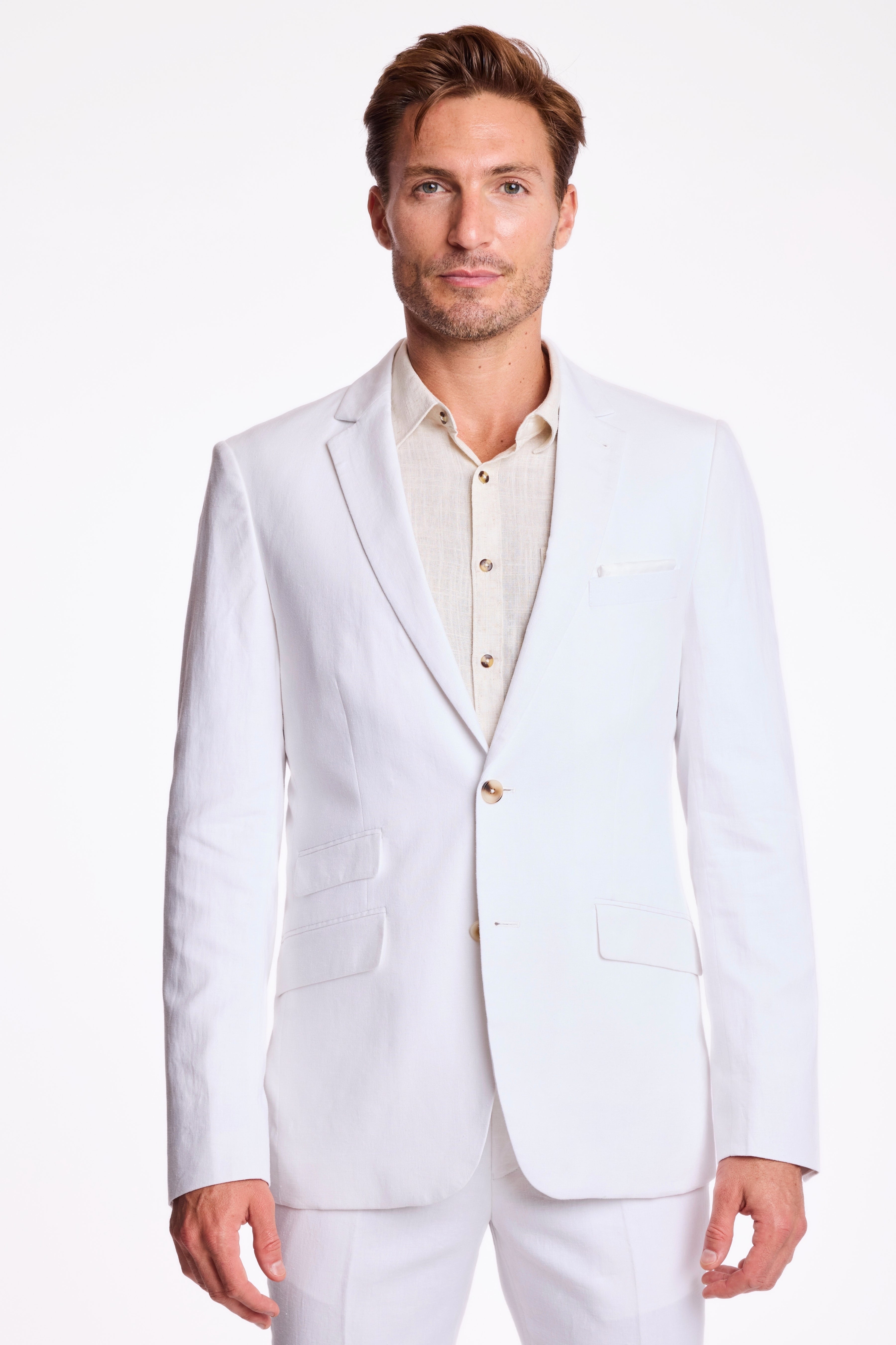 Dover Notch Jacket - slim - White Lotus Linen