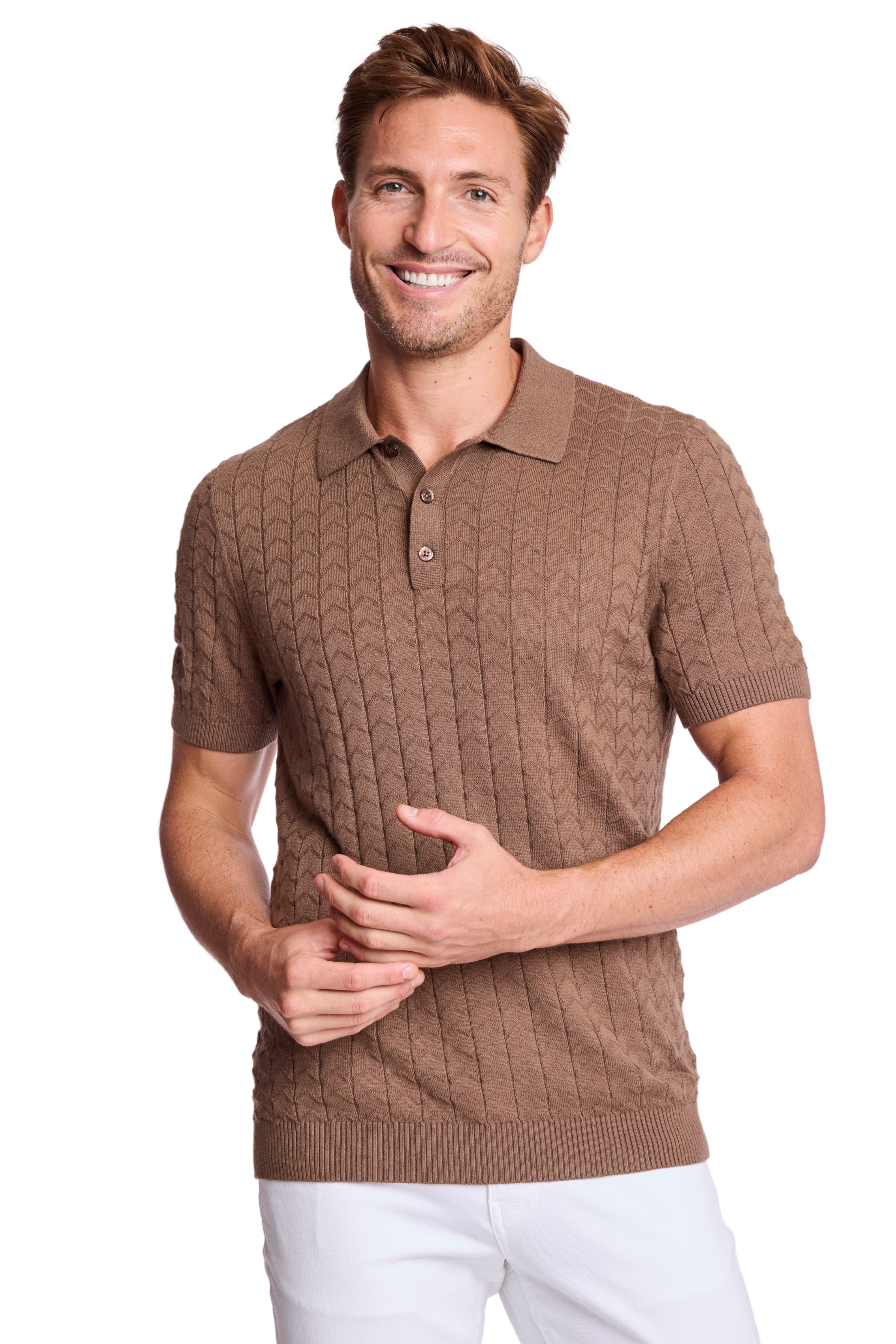 3 Button Polo - Maple Bacon
