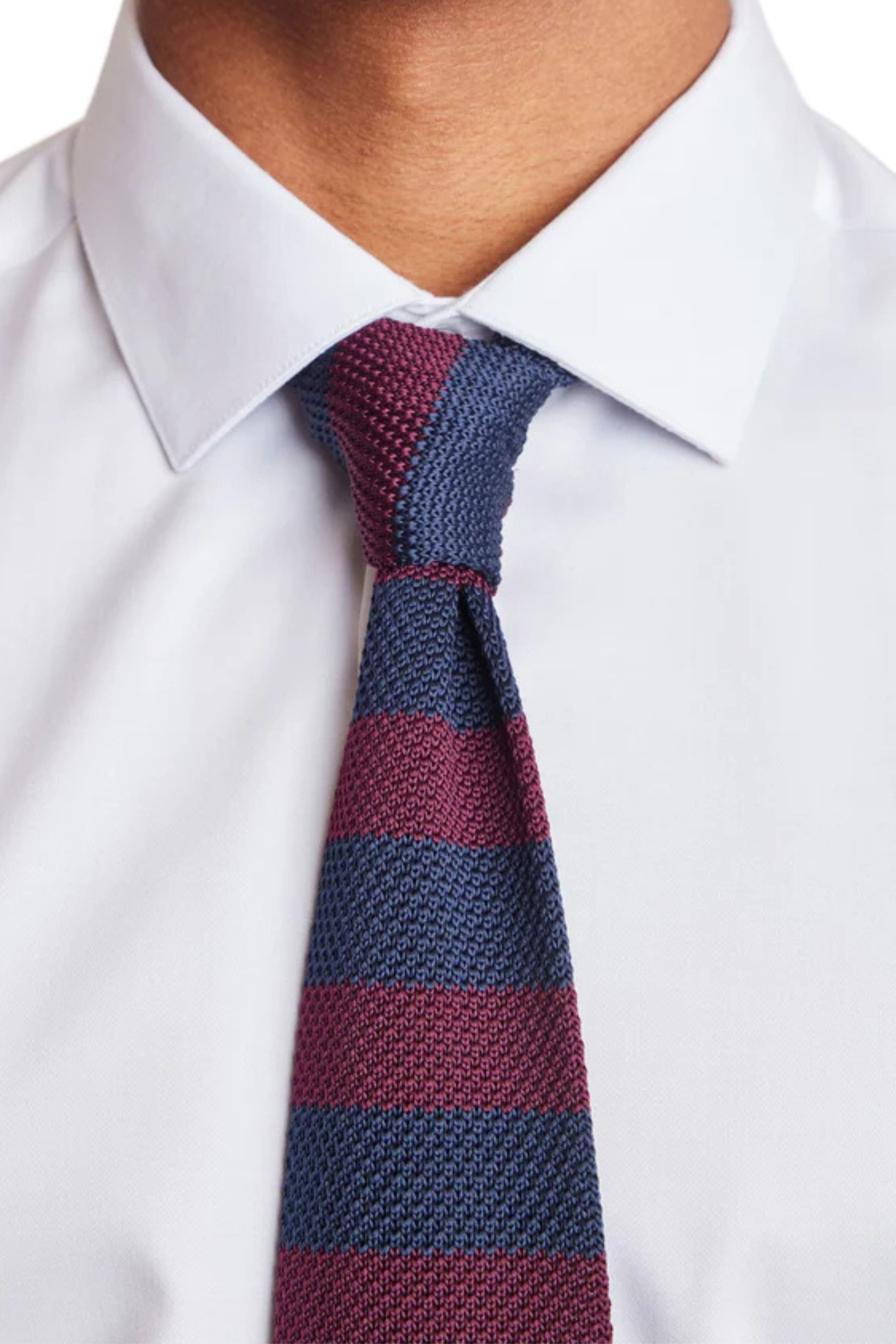 Stanley Knit Tie - Navy Malbec Stripe