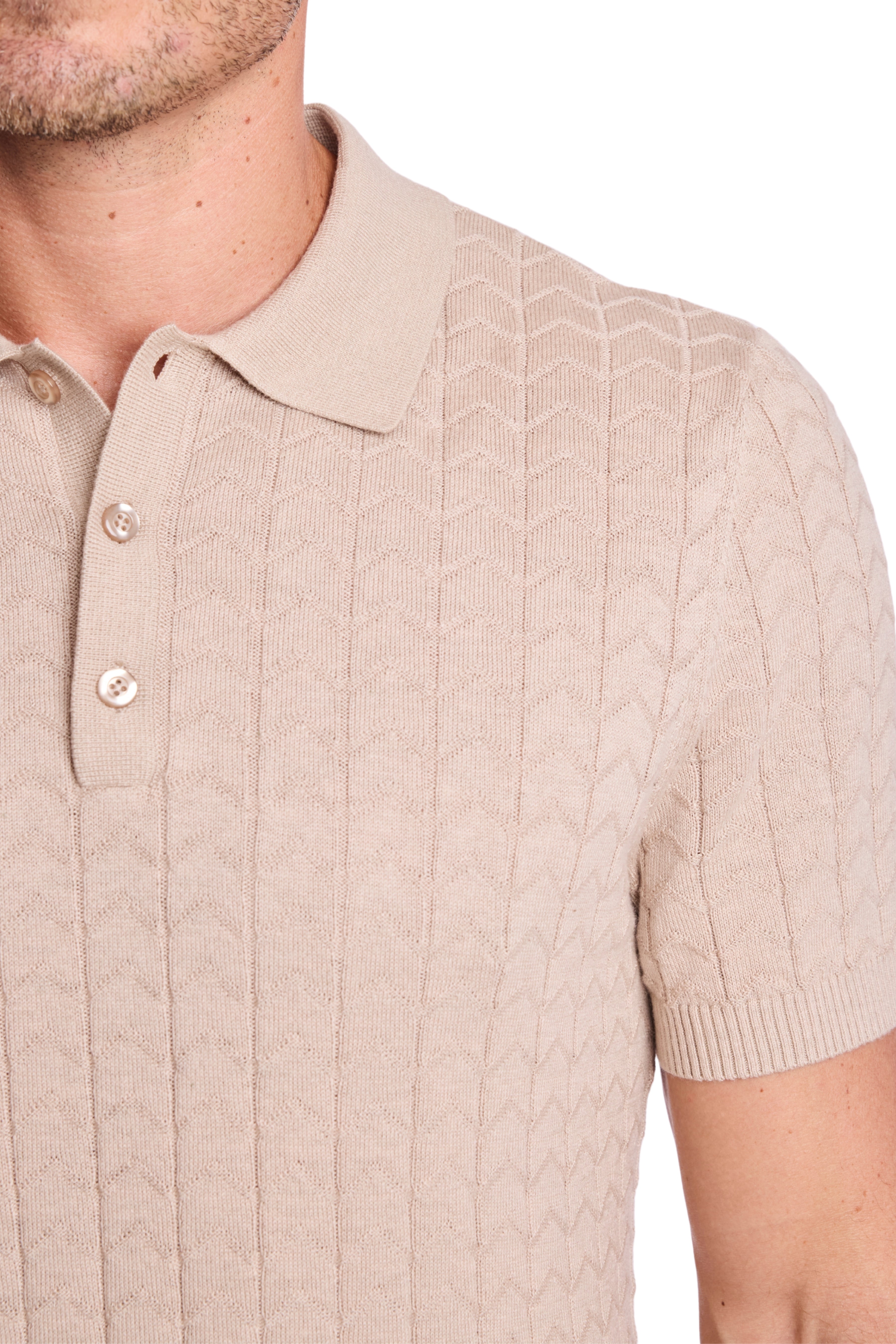 3 Button Polo - Sandy Oatmeal
