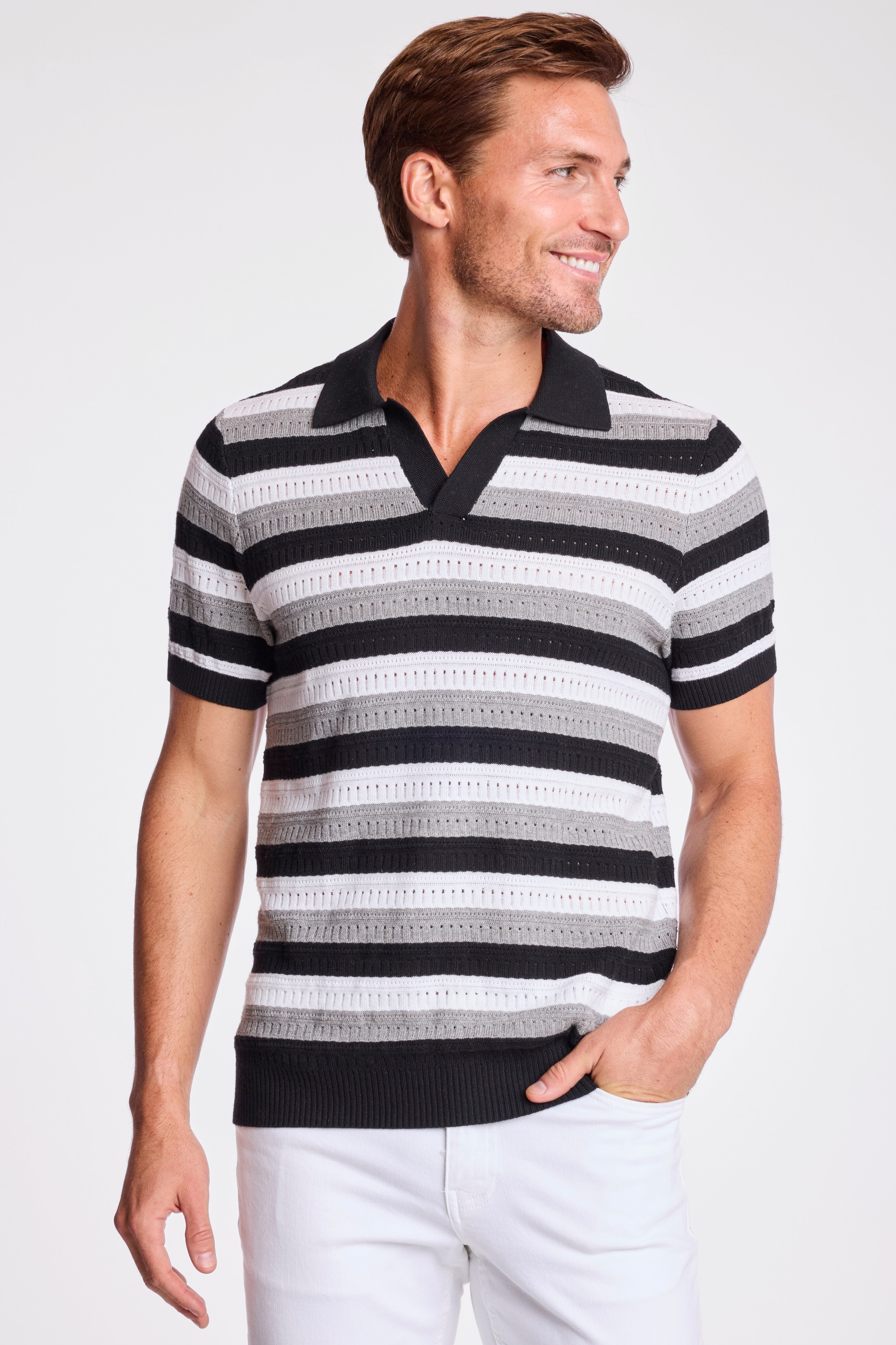 Johnny Collar Polo - Black Soy Mist