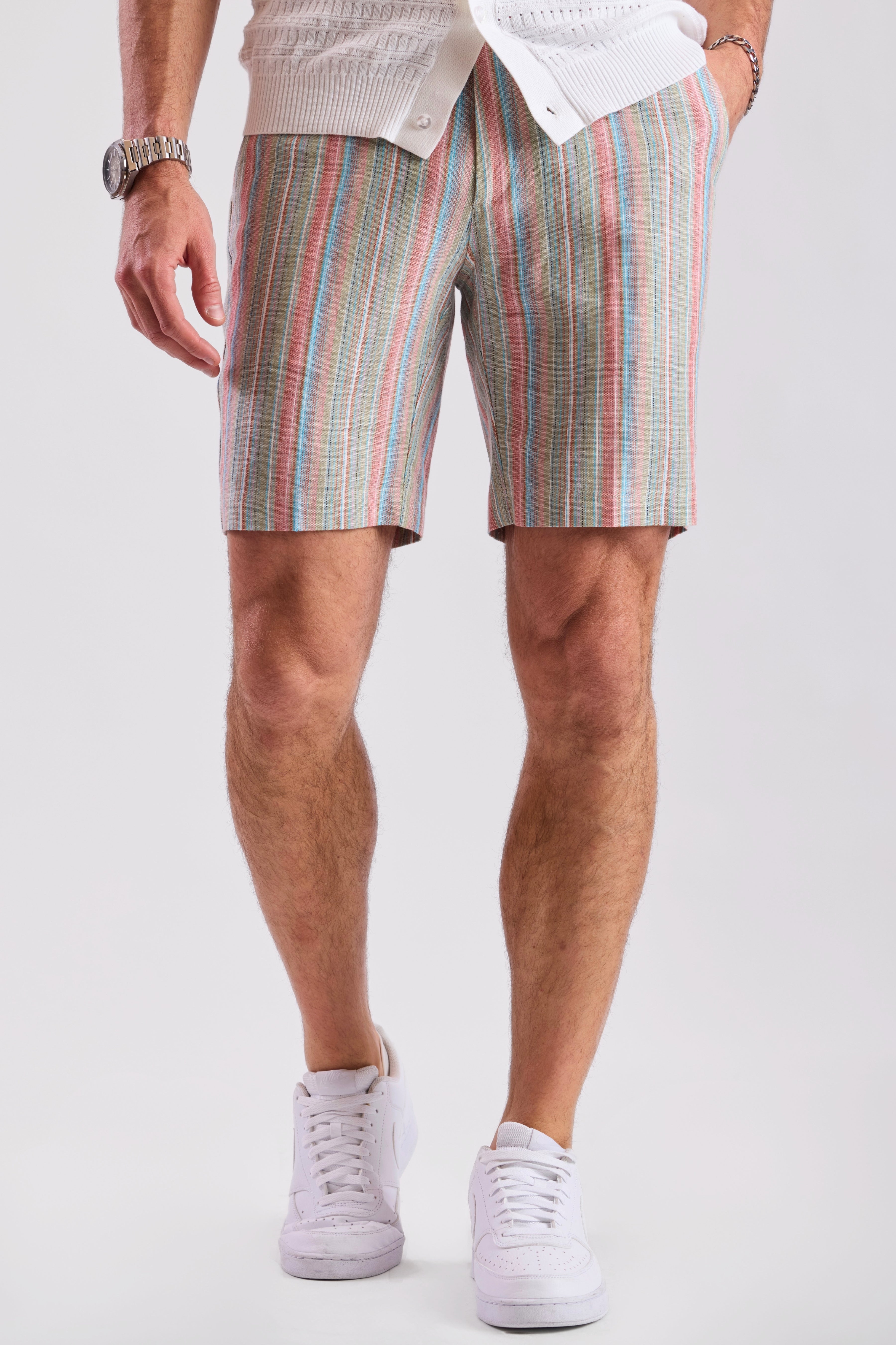 Felix Shorts - slim - Ocean Coral Stripe