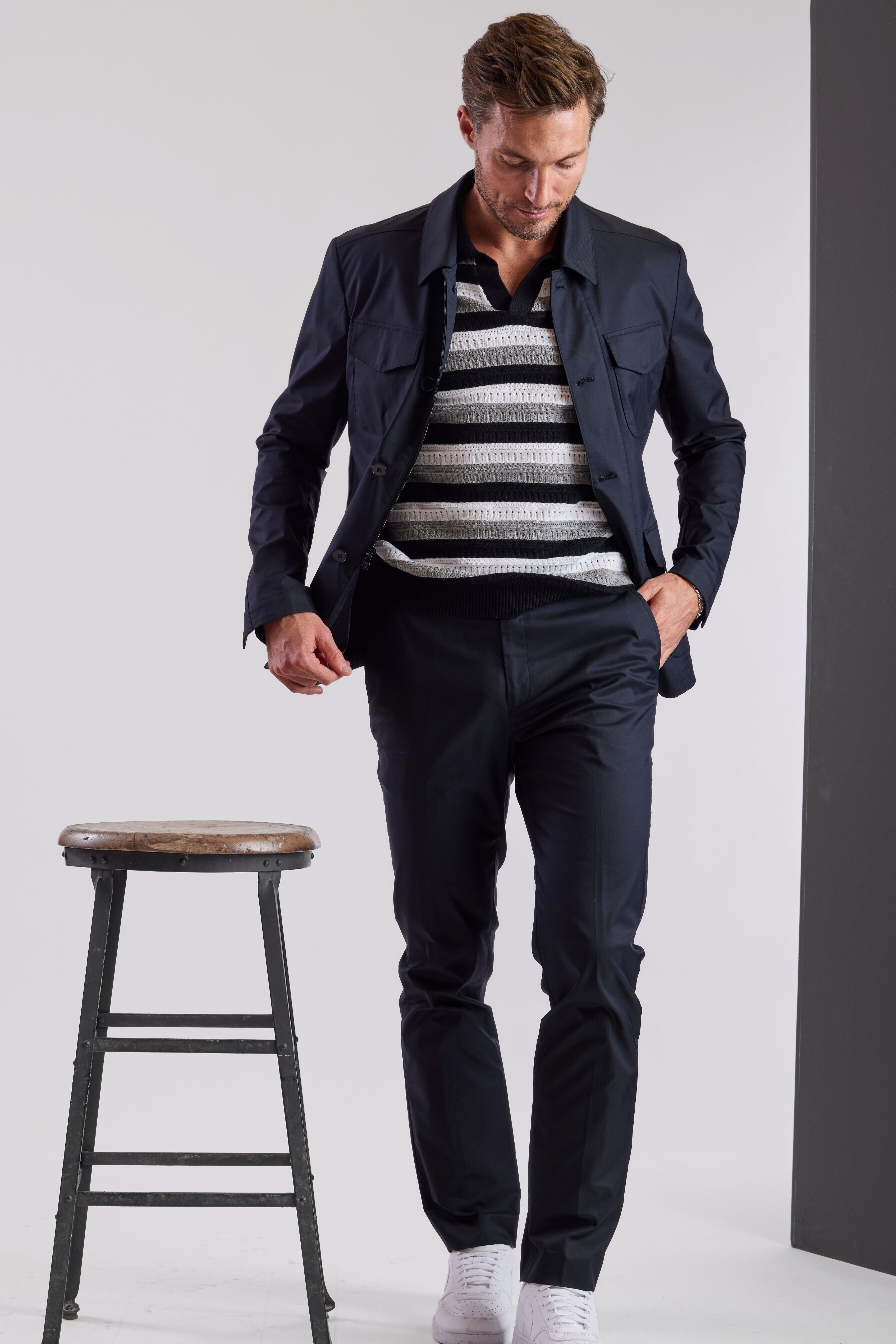 Johnny Collar Polo - Black Soy Mist