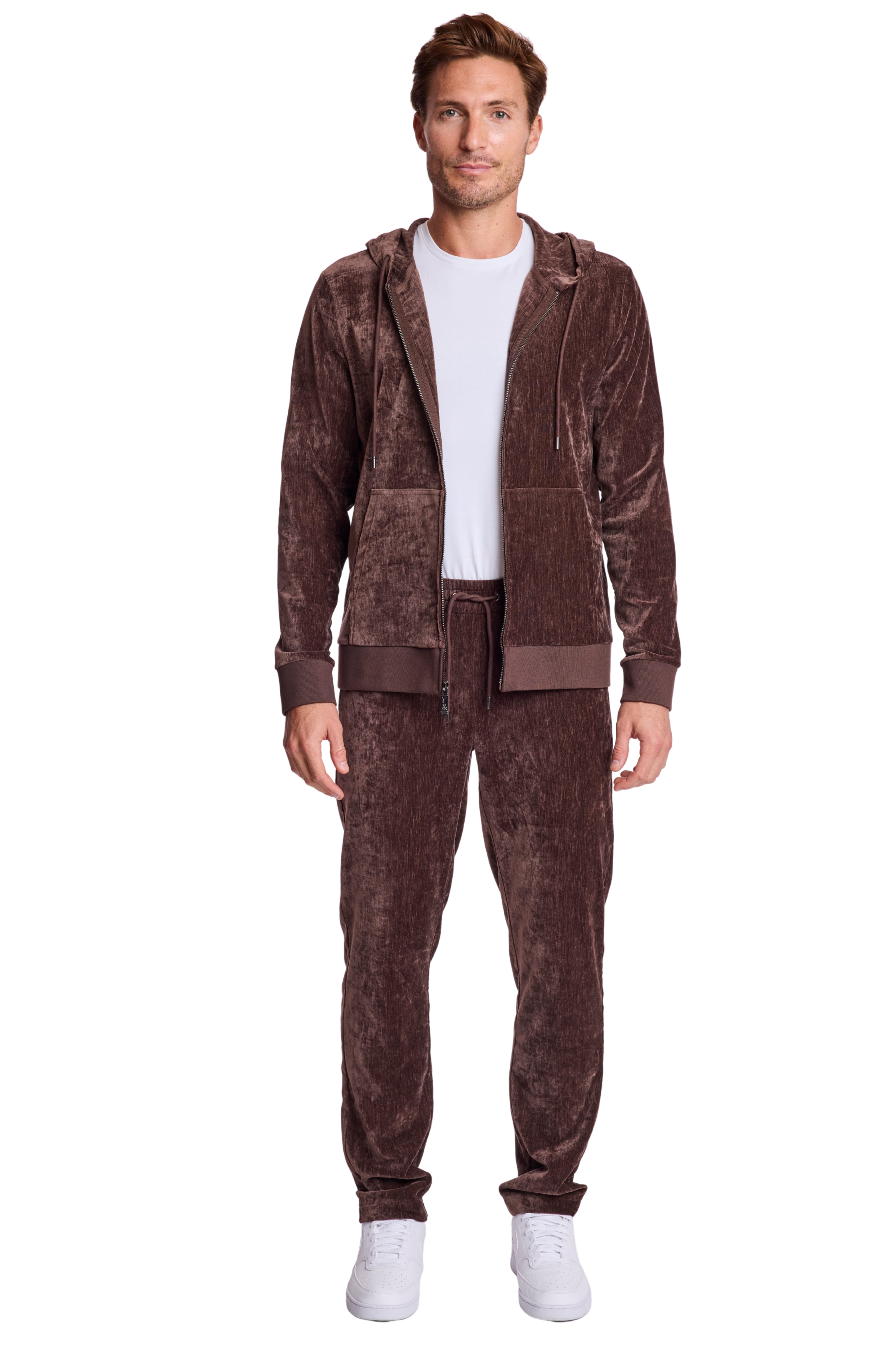 Velvet Zip-Up Hoody - Chocolate Brown Velvet