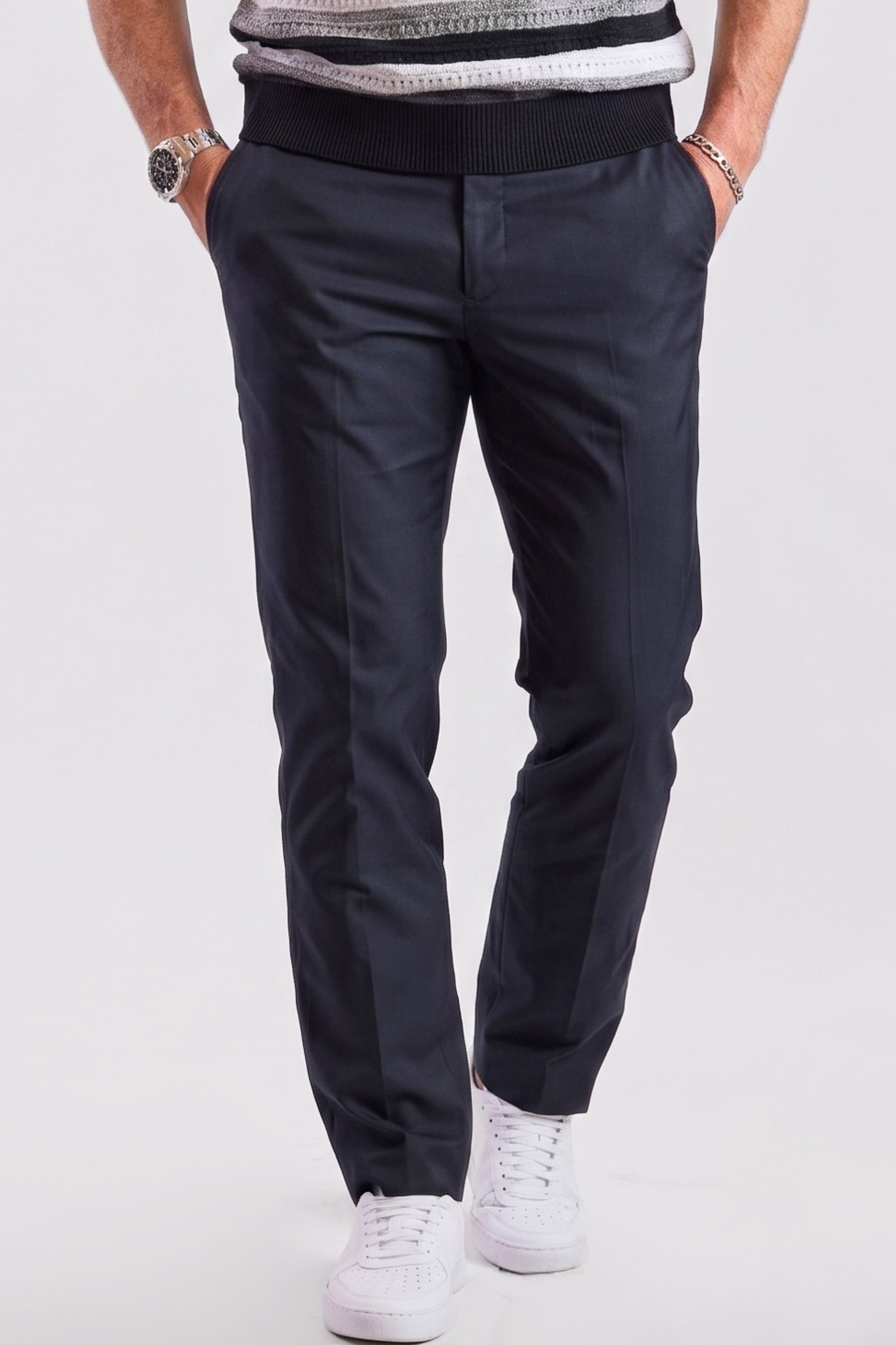 Downing Pants - slim - Black Nylon Tech