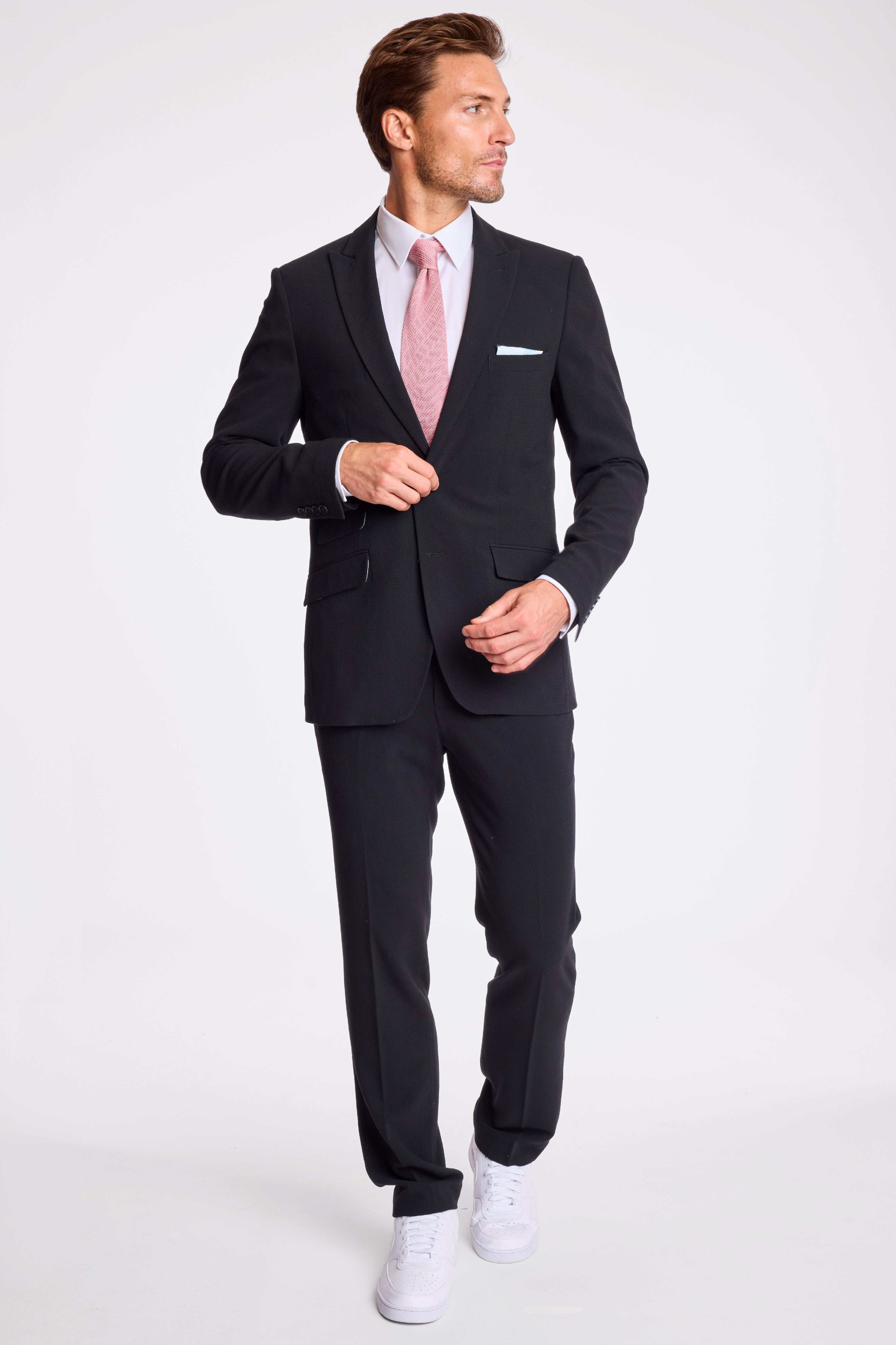 Downing Pants - slim - Black on Black Seersucker