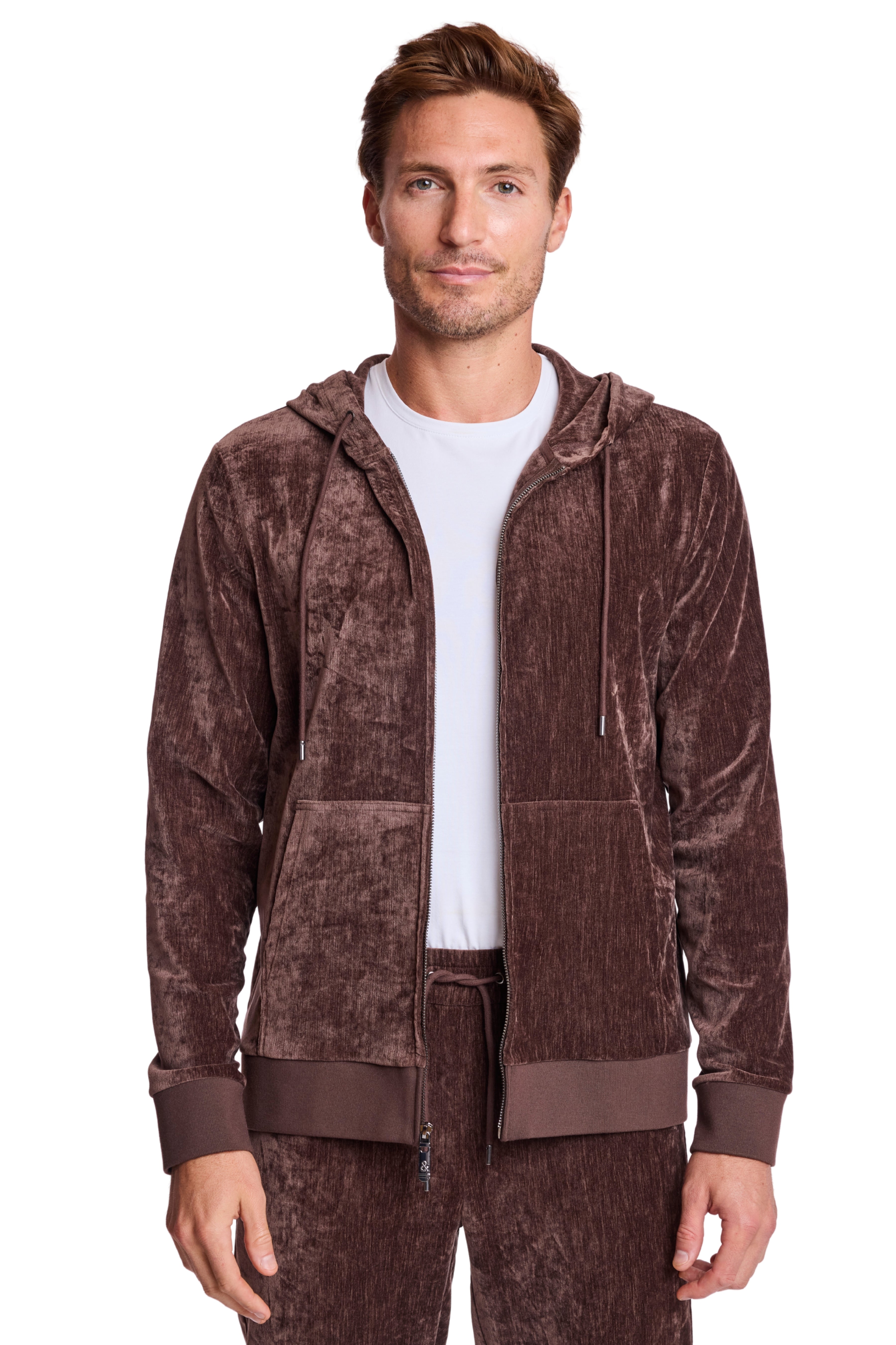 Velvet Zip-Up Hoody - Chocolate Brown Velvet