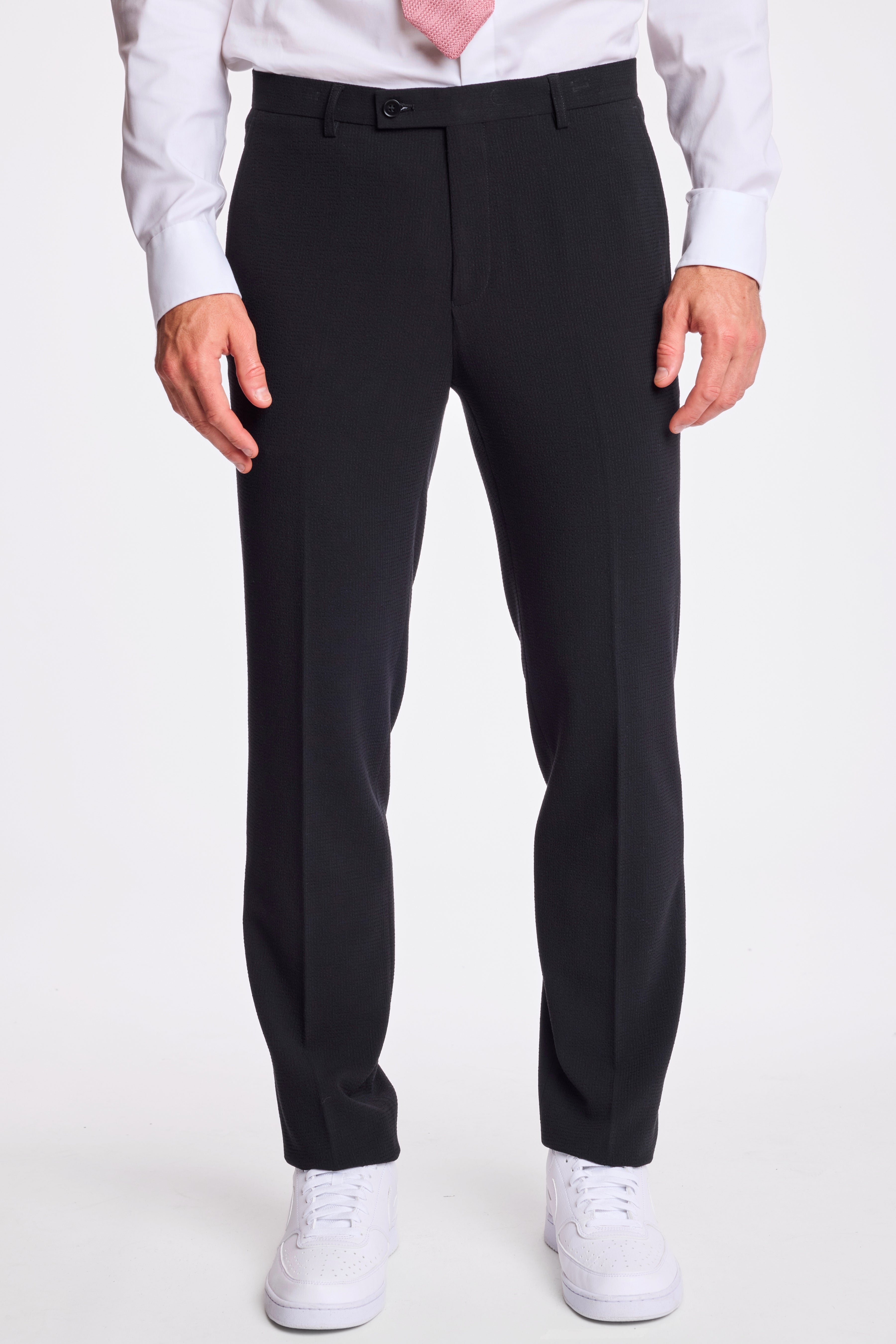 Downing Pants - slim - Black on Black Seersucker