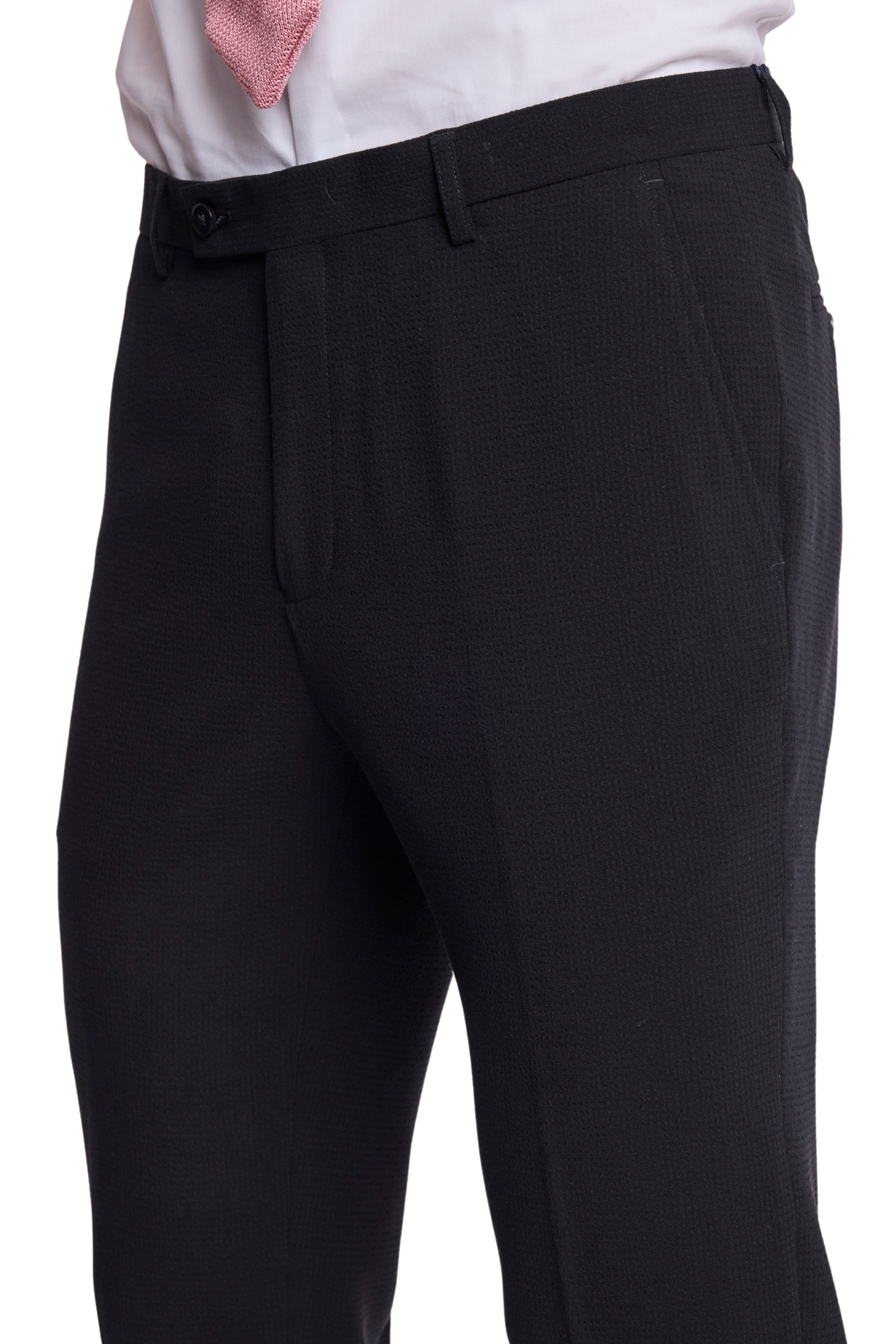 Downing Pants - slim - Black on Black Seersucker