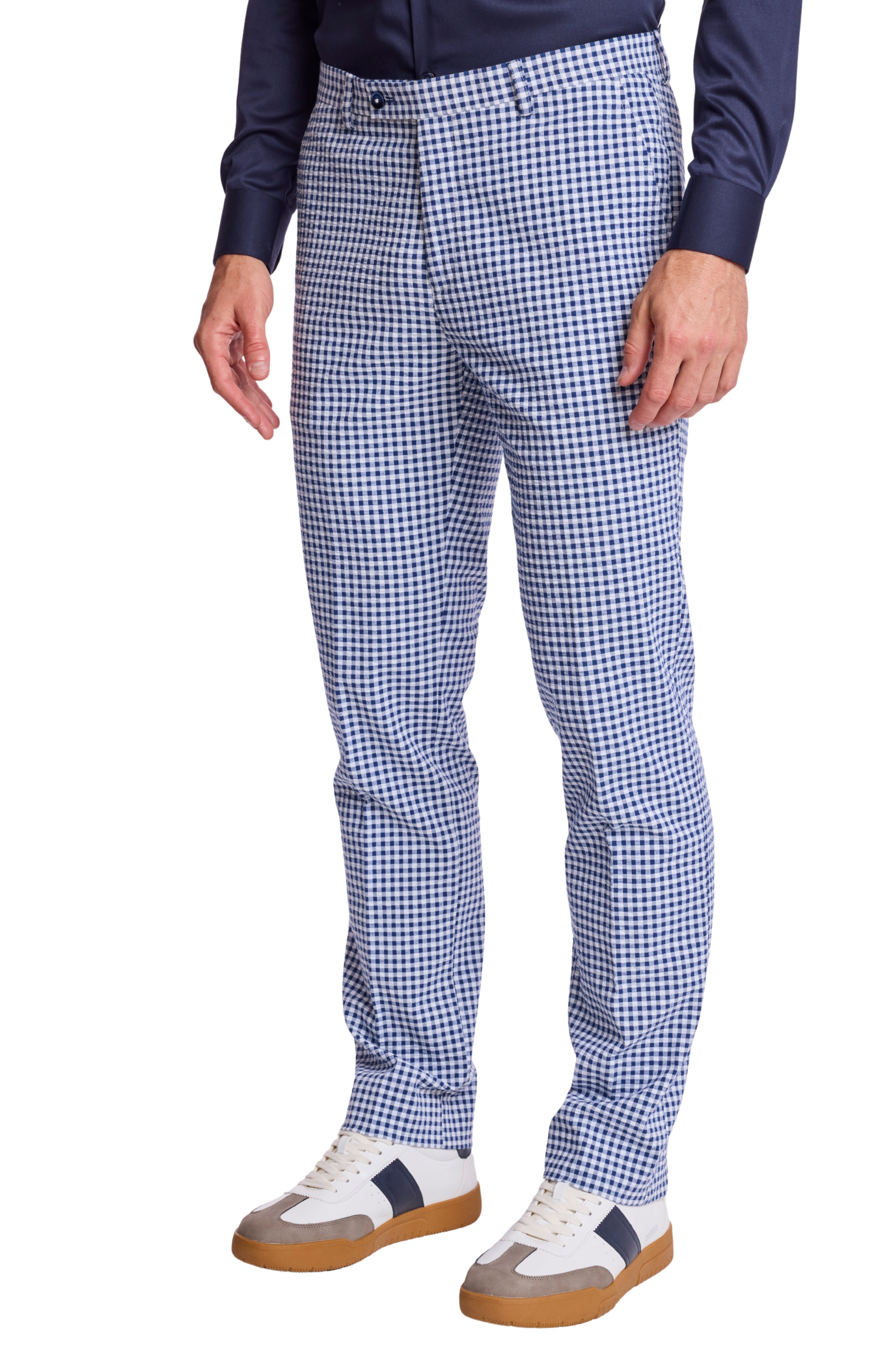 Downing Pants - slim - Navy Gingham Seersucker