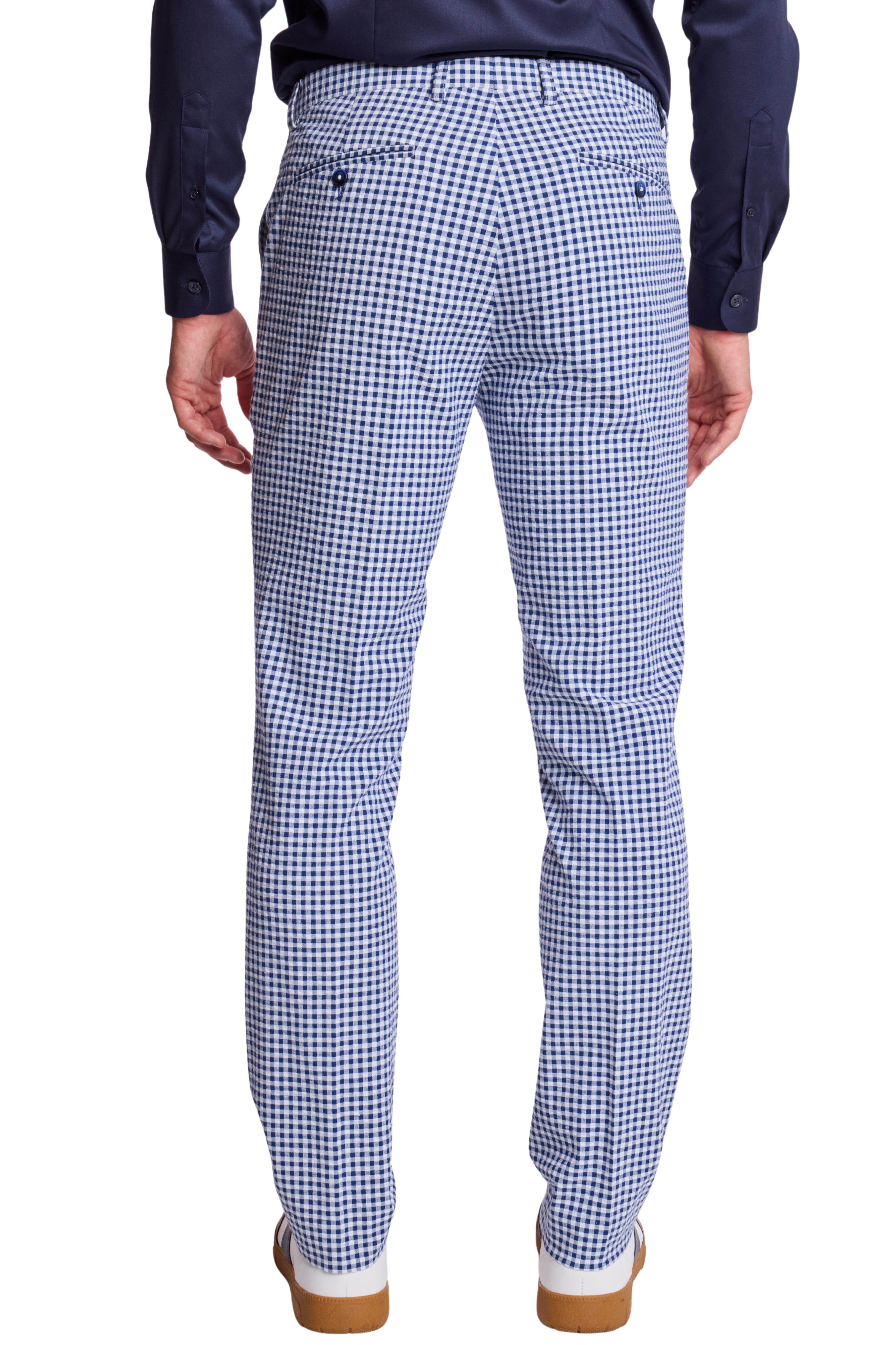 Downing Pants - slim - Navy Gingham Seersucker