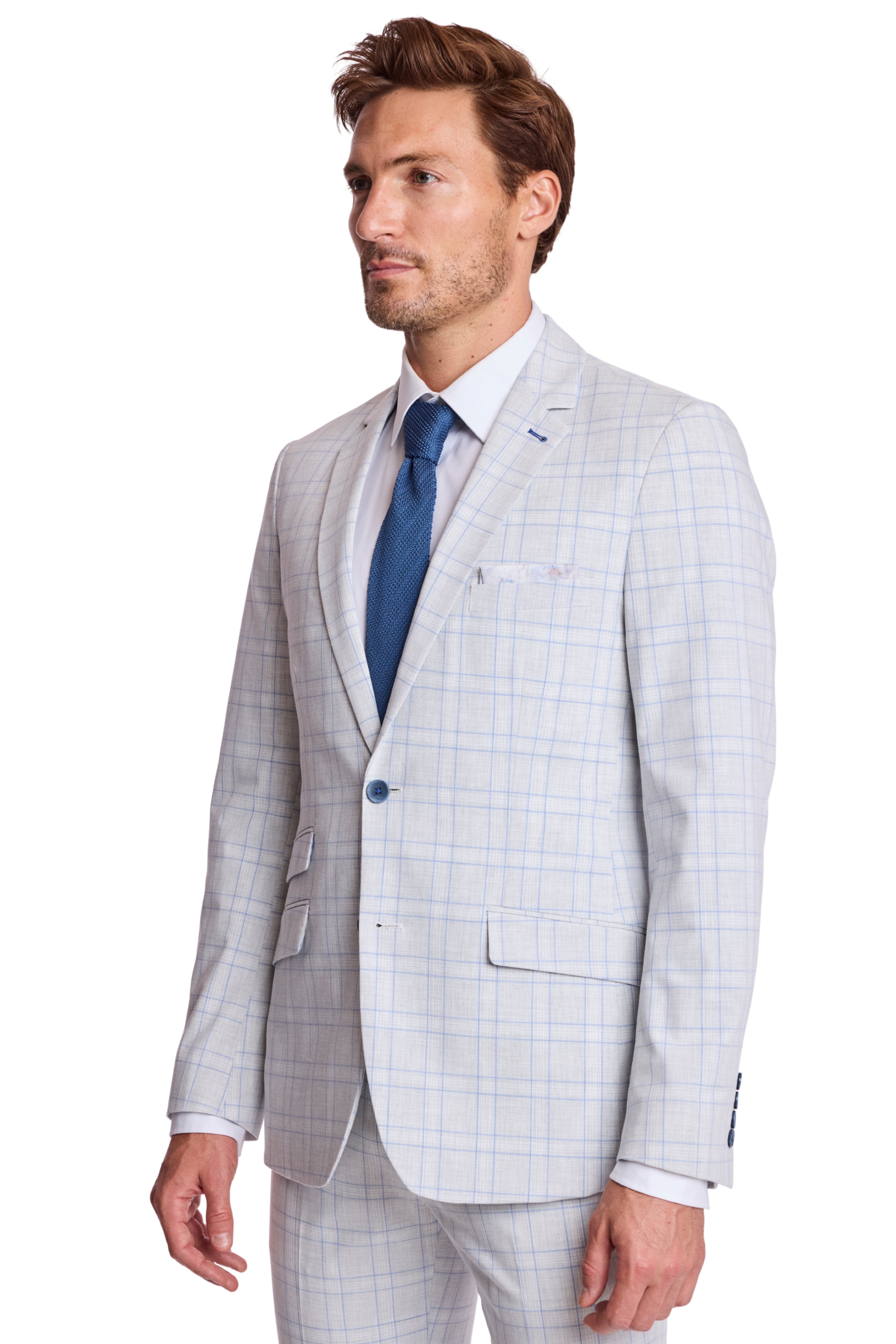 Dover Notch Jacket - slim - Grey Blue Check