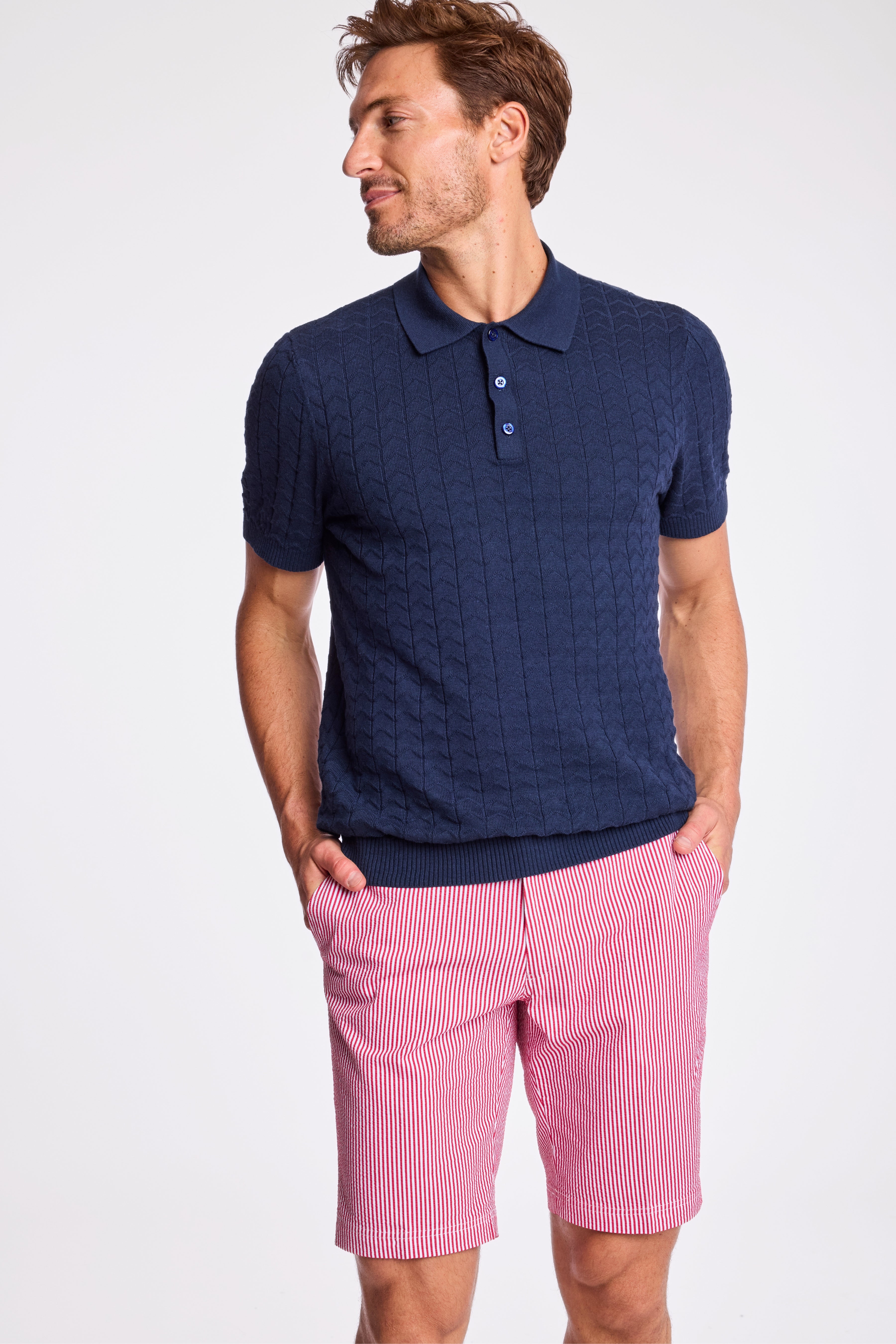 Felix Shorts - slim - Red Seersucker