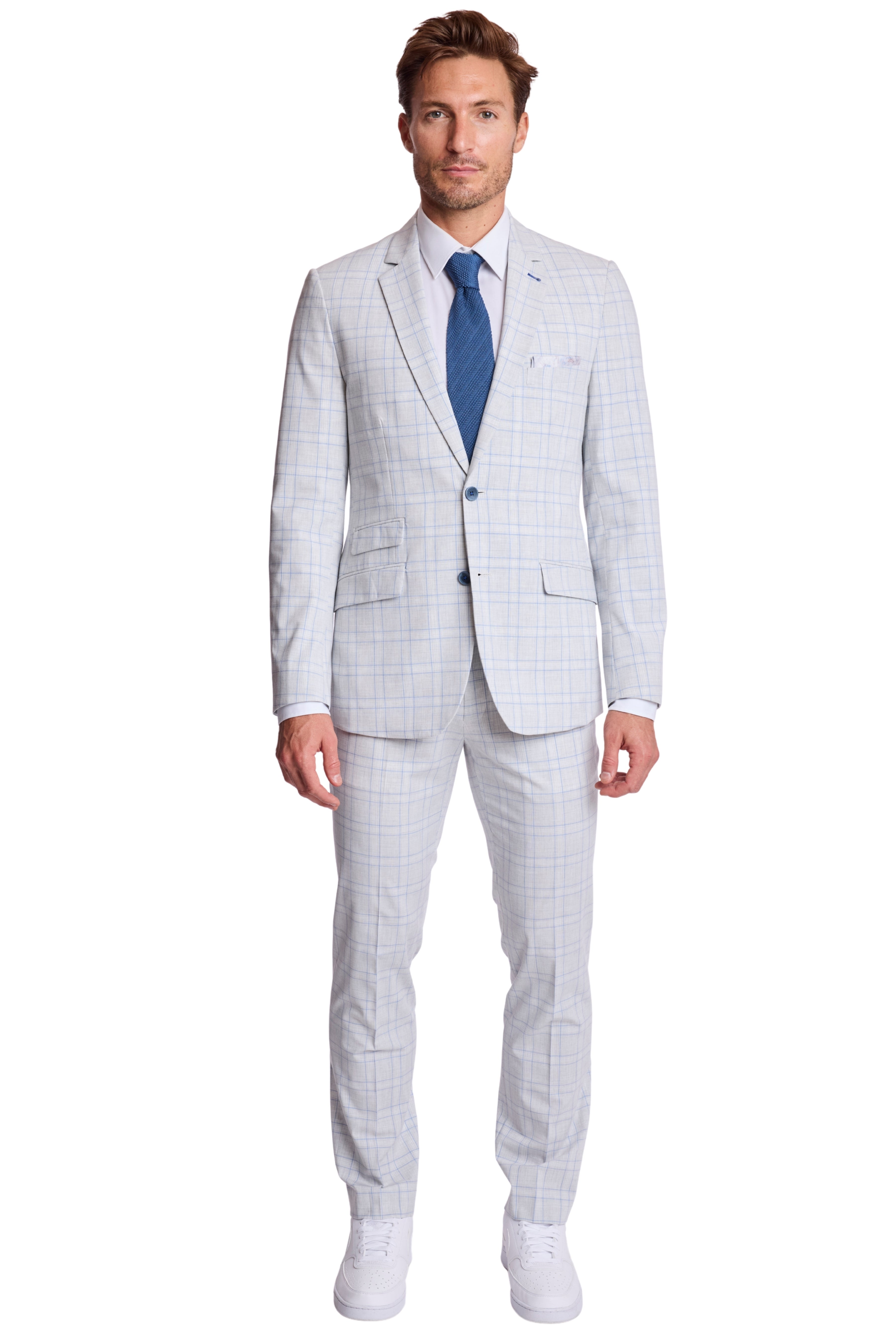 Dover Notch Jacket - slim - Grey Blue Check