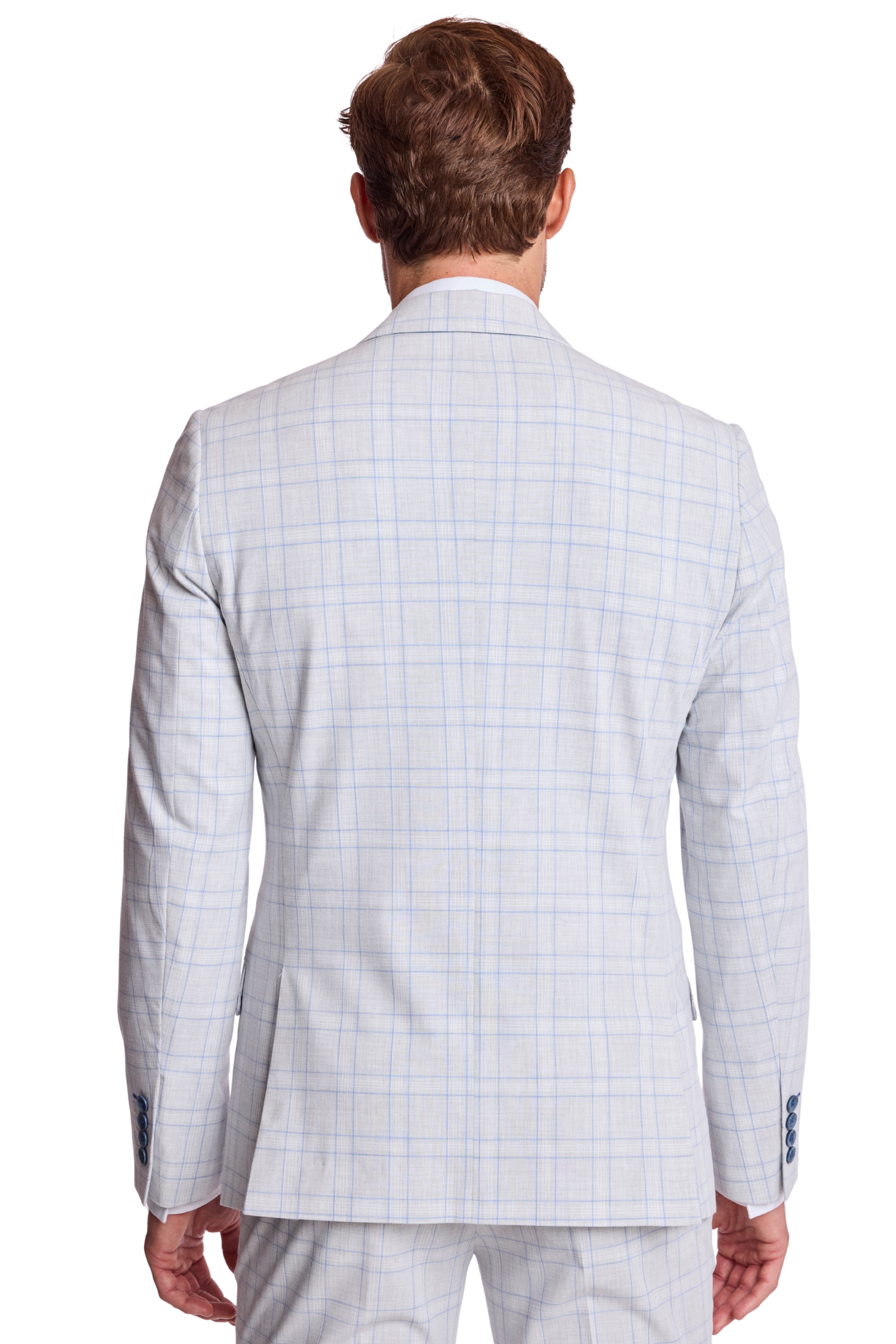 Dover Notch Jacket - slim - Grey Blue Check