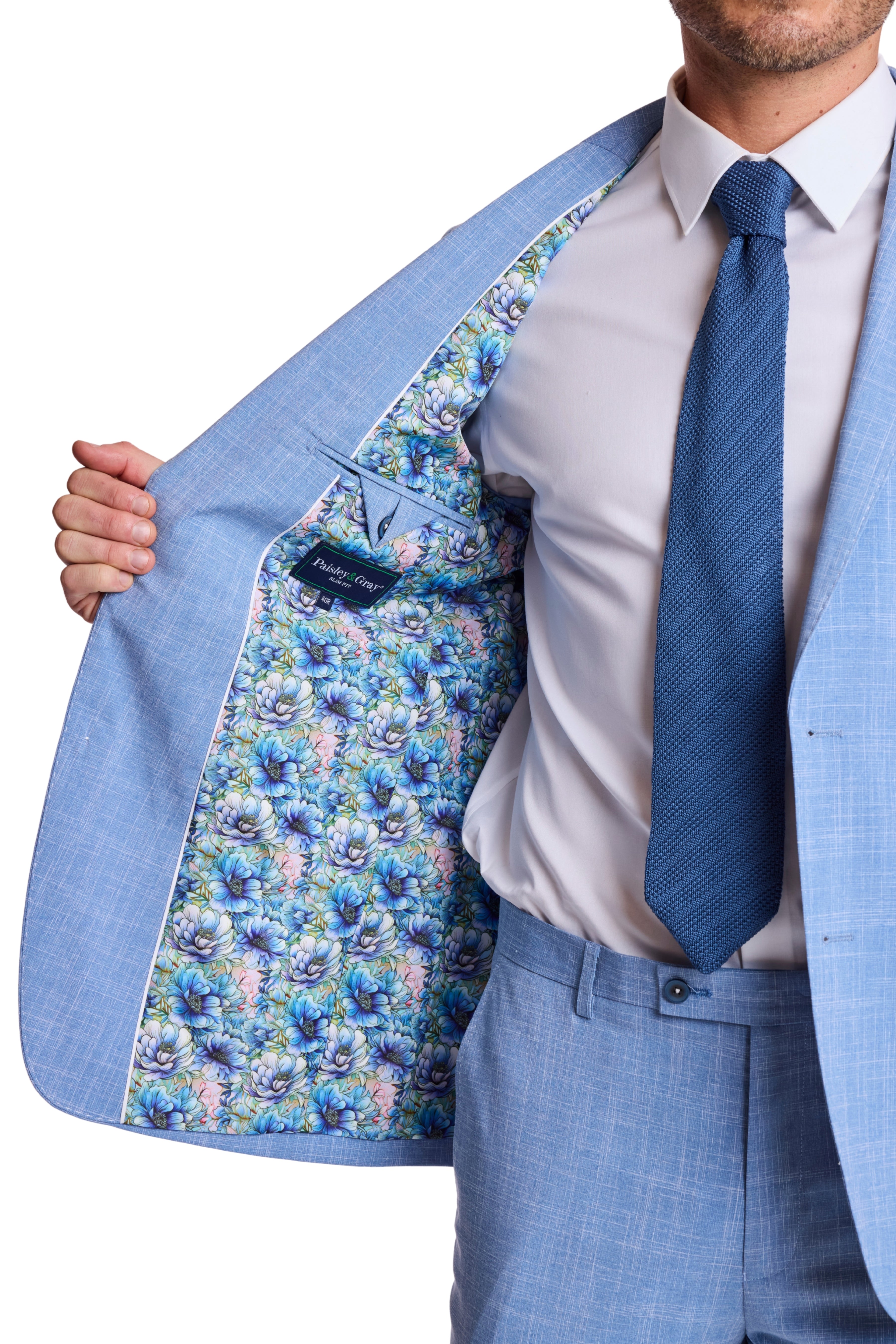 Dover Notch Jacket - slim - Blue White Grain