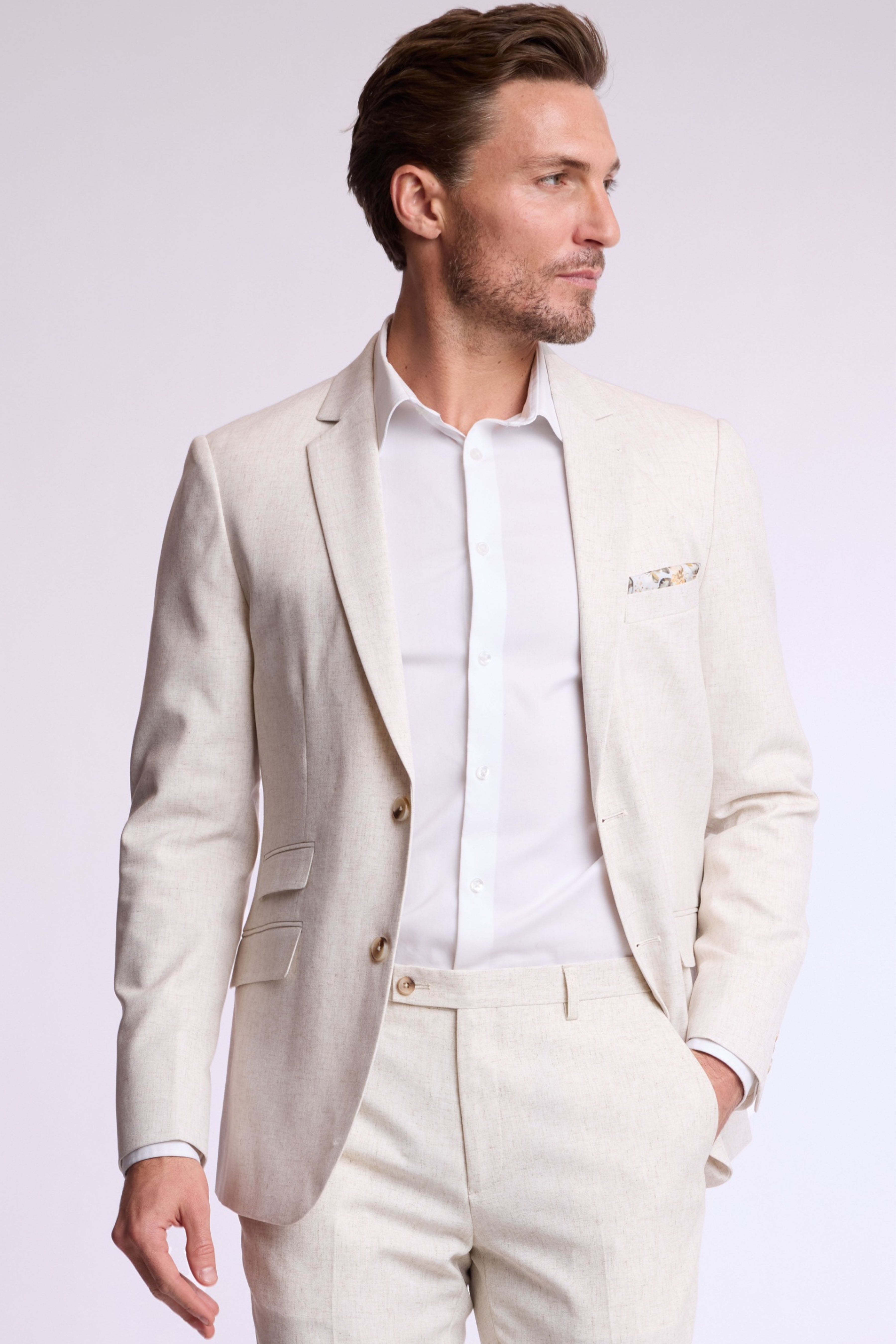 Dover Notch Jacket - slim - Oat Linen Blend