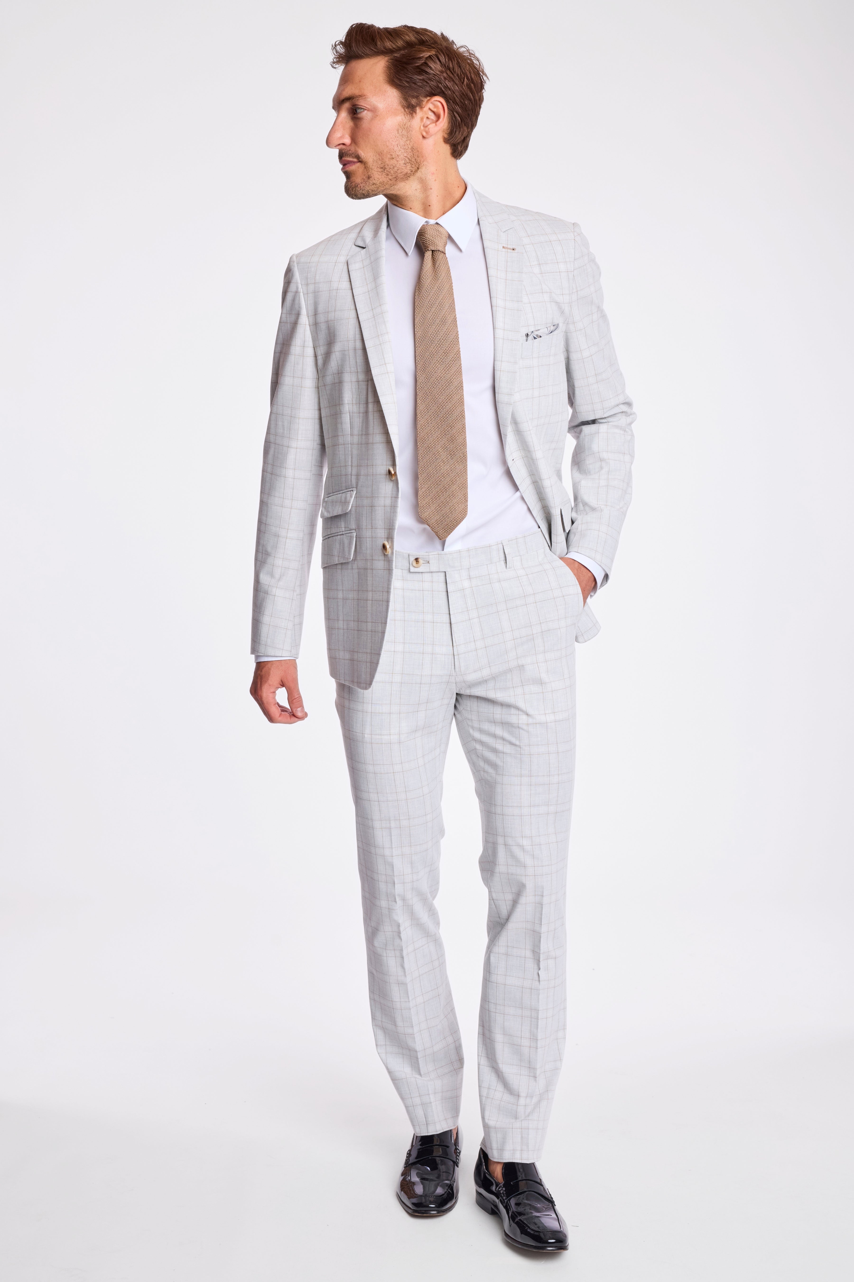 Downing Pants - slim - Grey Putty Check