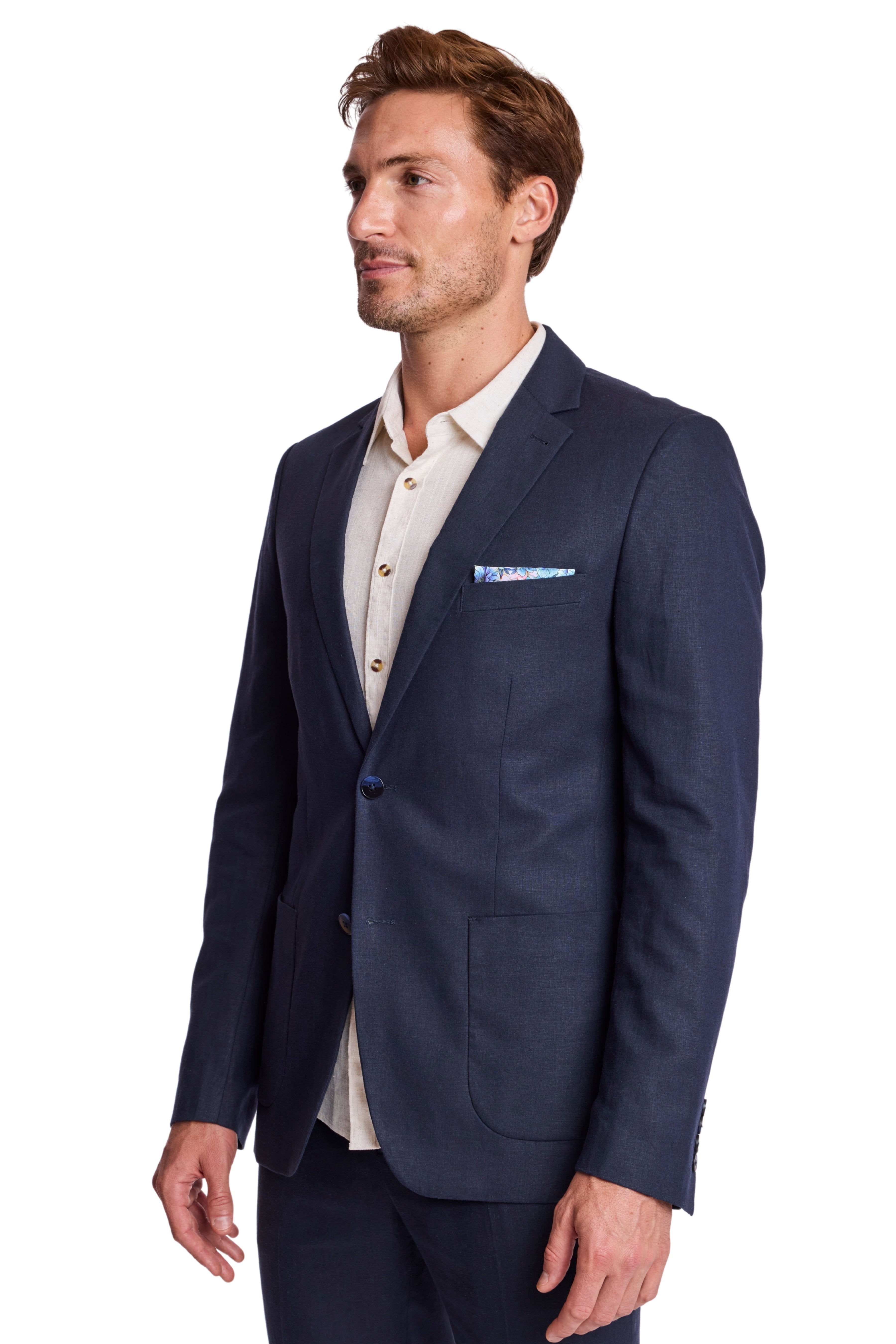 Dover Notch Jacket - slim - Crisp Navy Linen