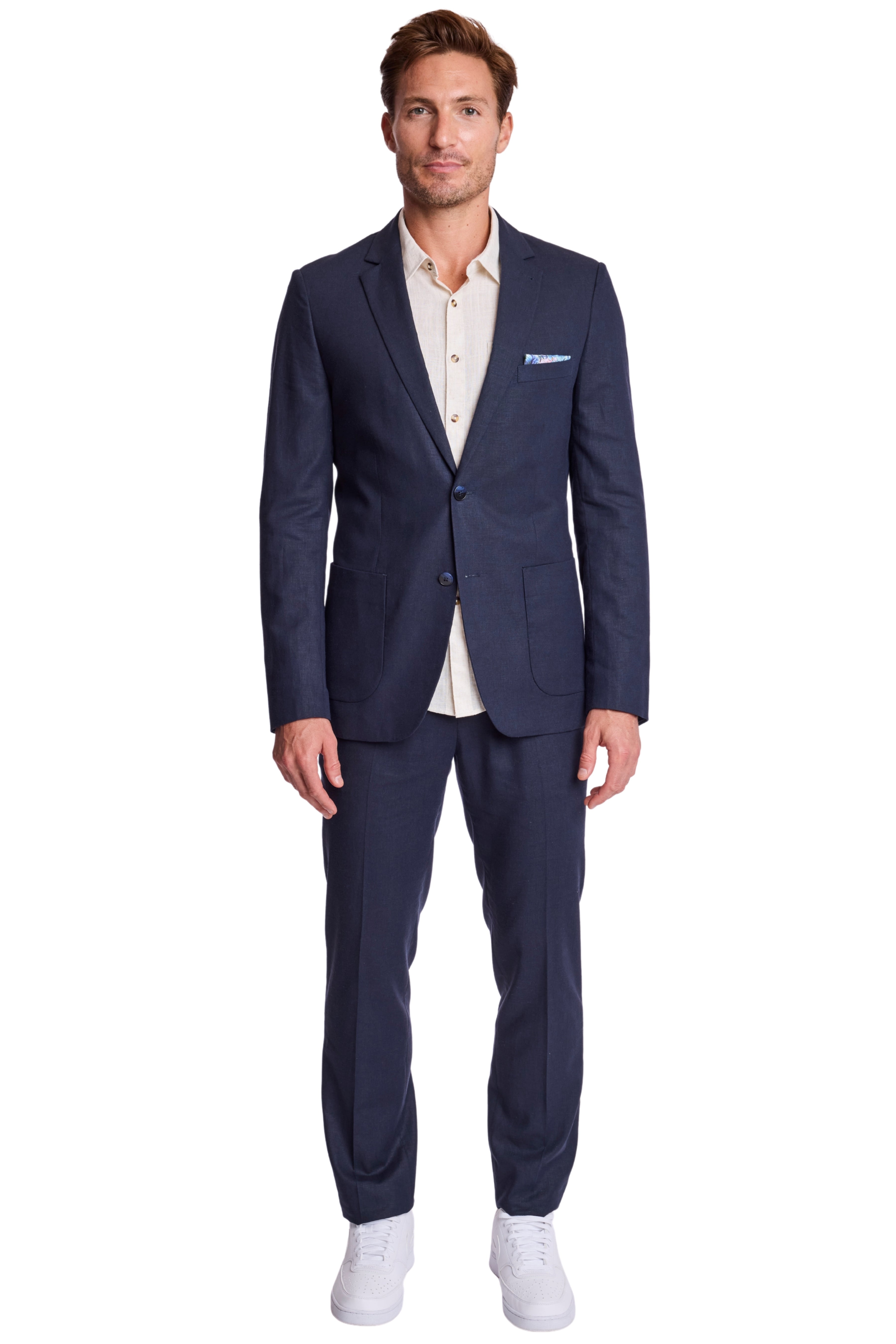 Dover Notch Jacket - slim - Crisp Navy Linen