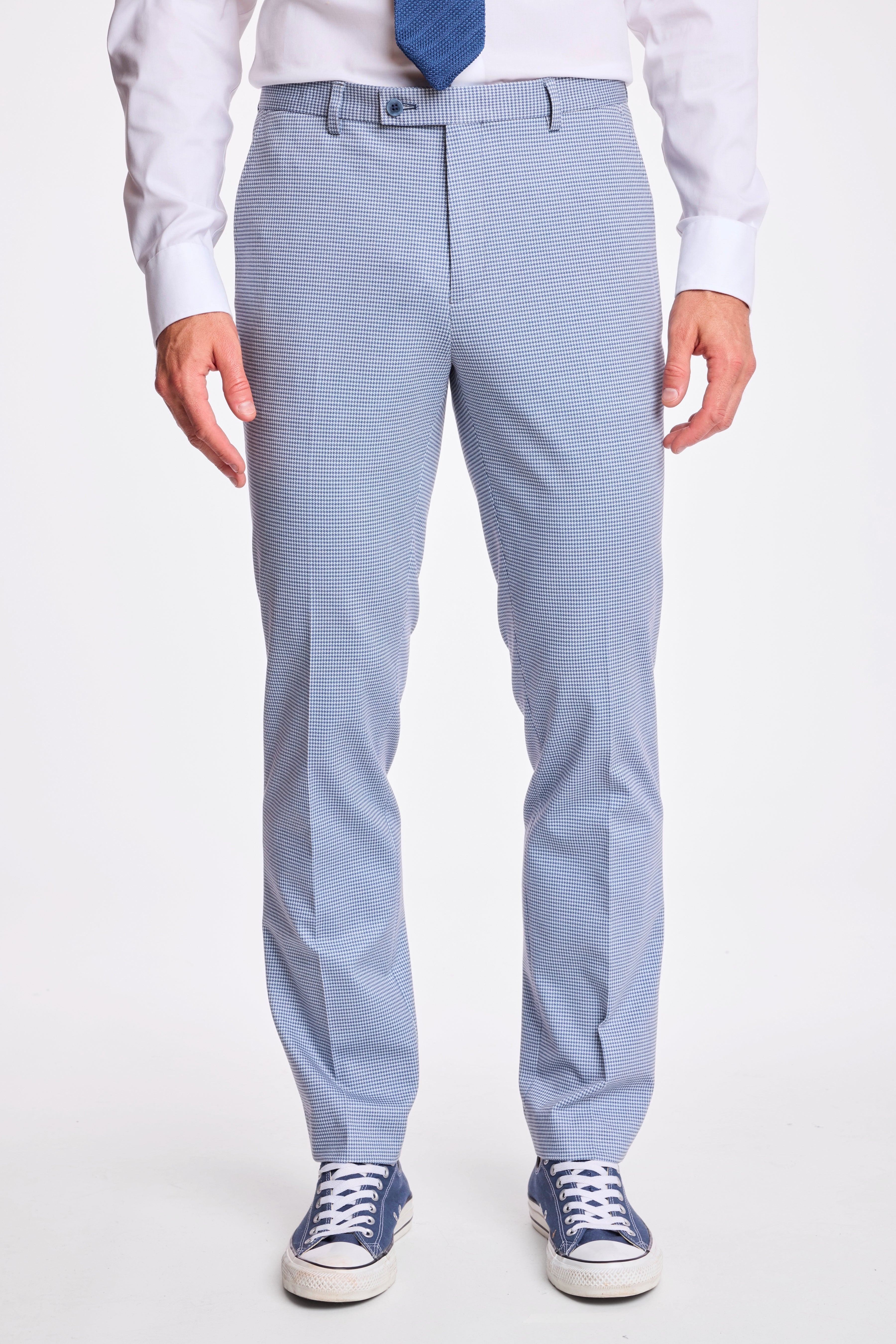 Downing Pants - slim - Crisp Navy Knit Houndstooth