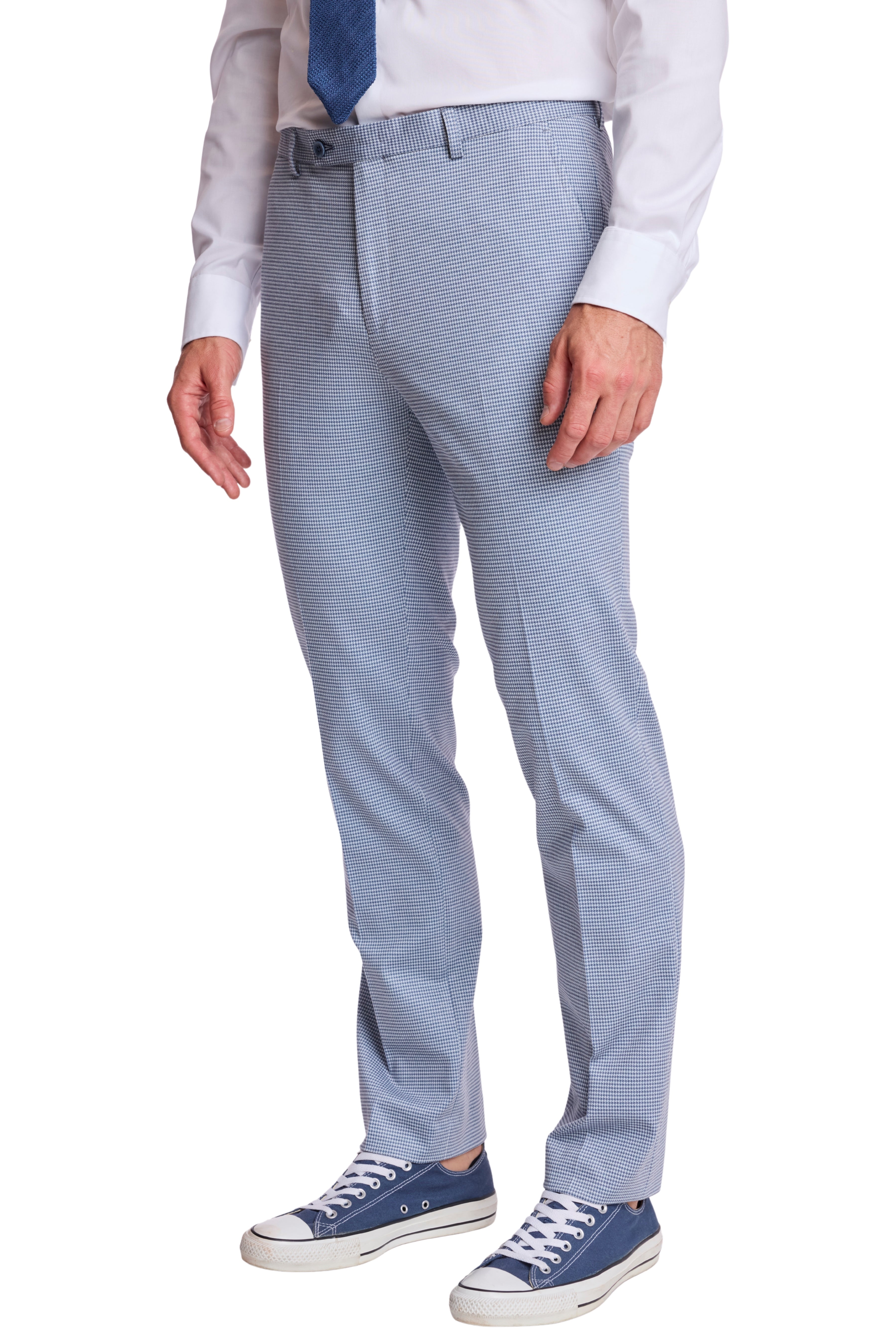 Downing Pants - slim - Crisp Navy Knit Houndstooth