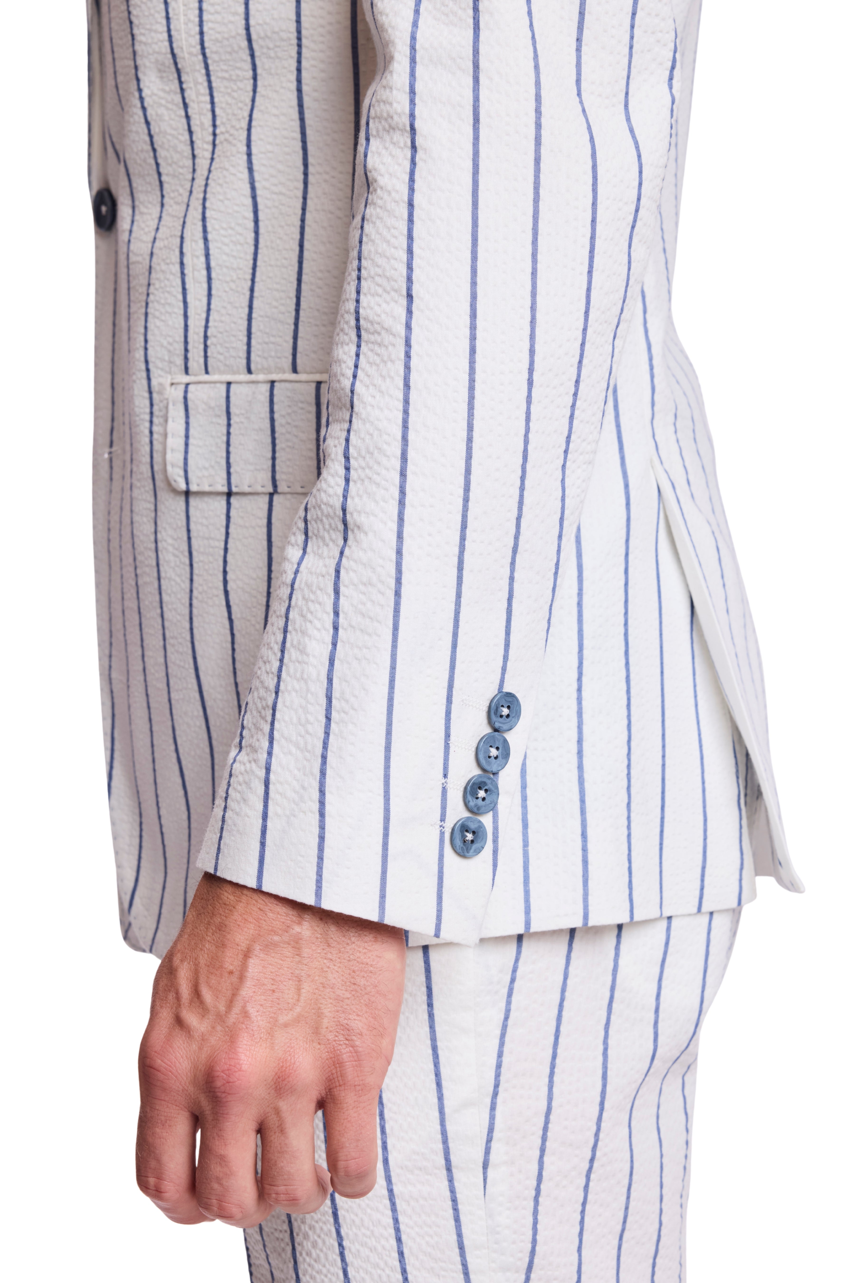 Ashton Peak Jacket - slim - White Seersucker Blue Stripe