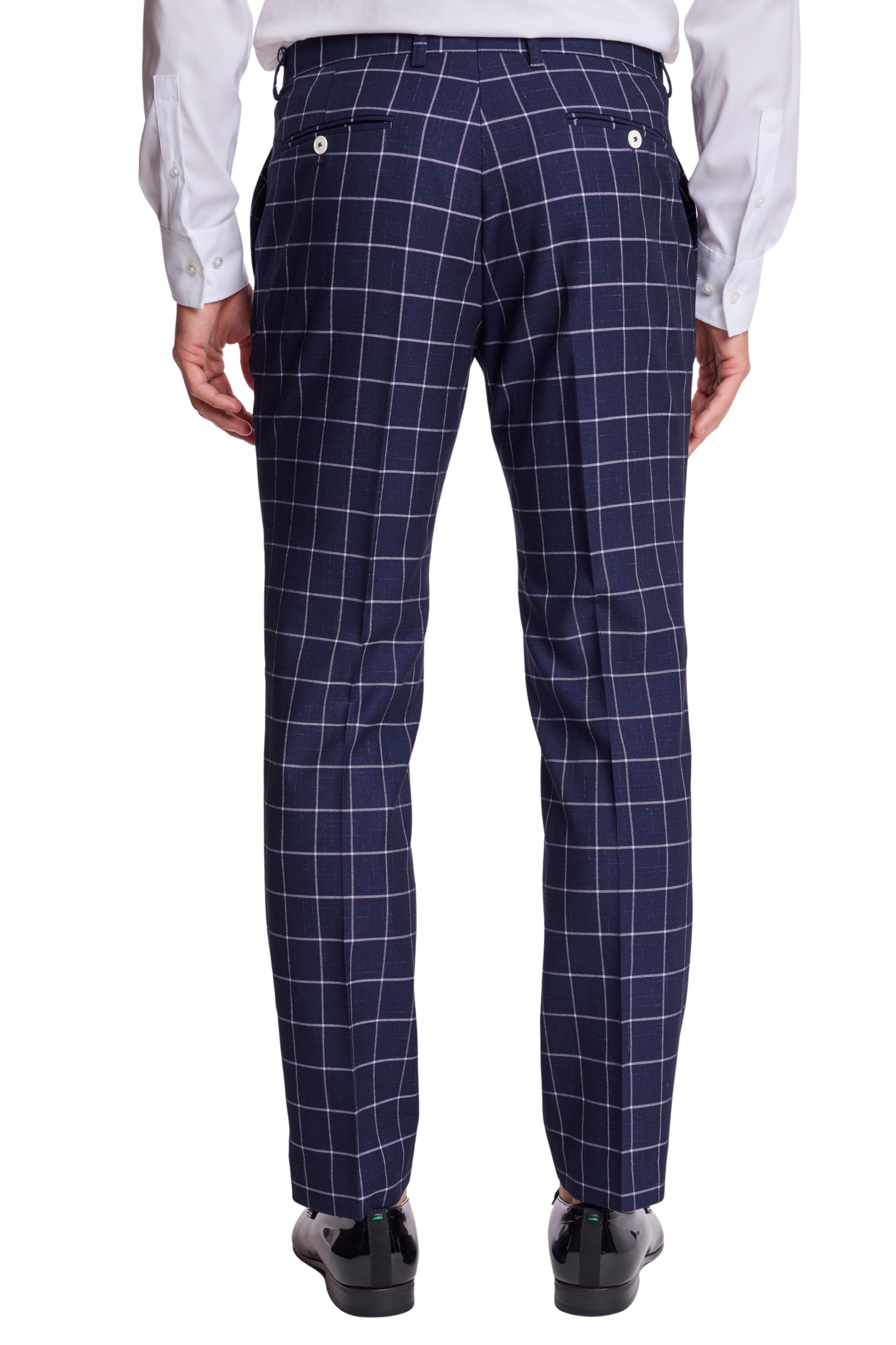 Downing Pants - slim - White Navy Windowpane