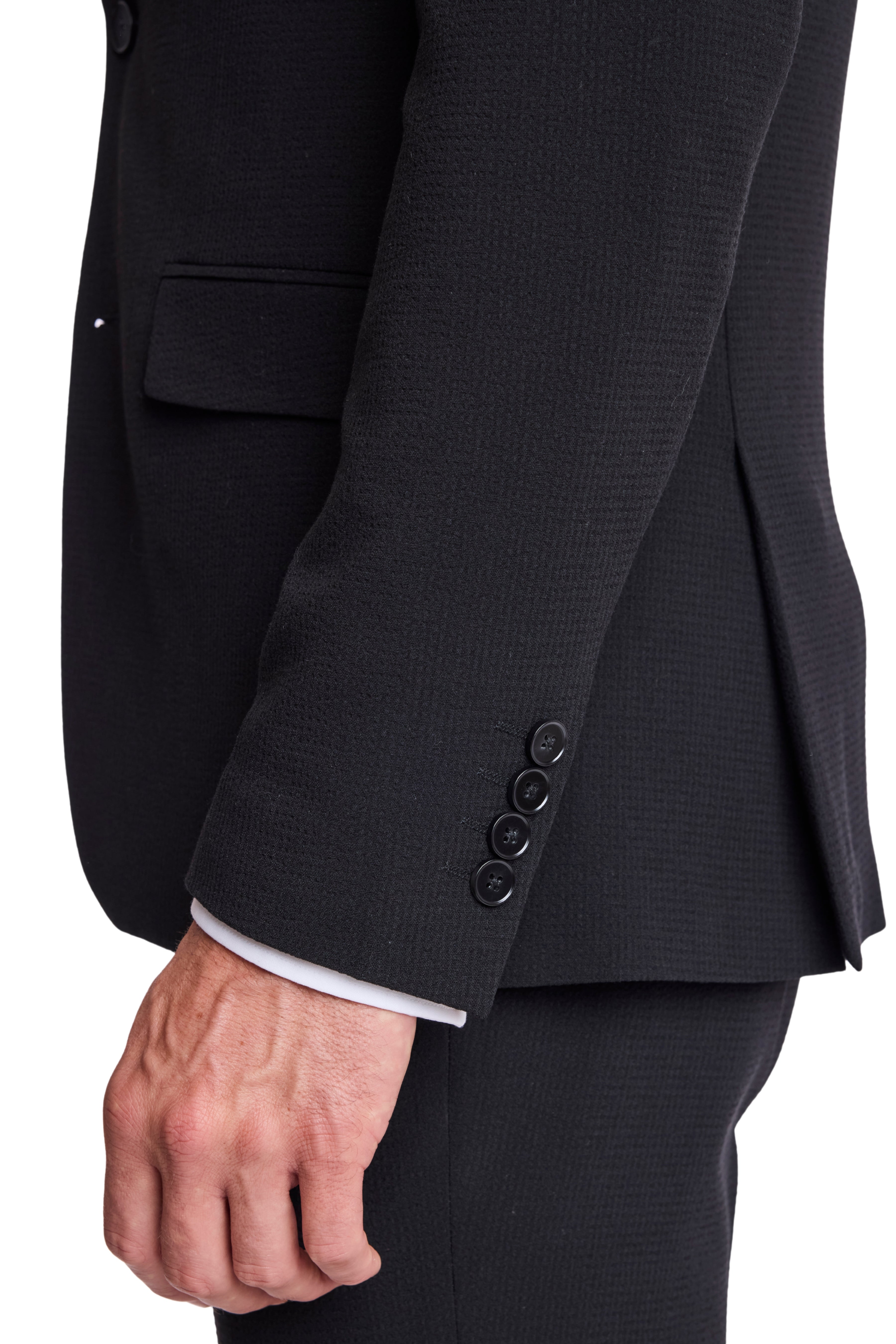 Ashton Peak Jacket - slim - Black on Black Seersucker