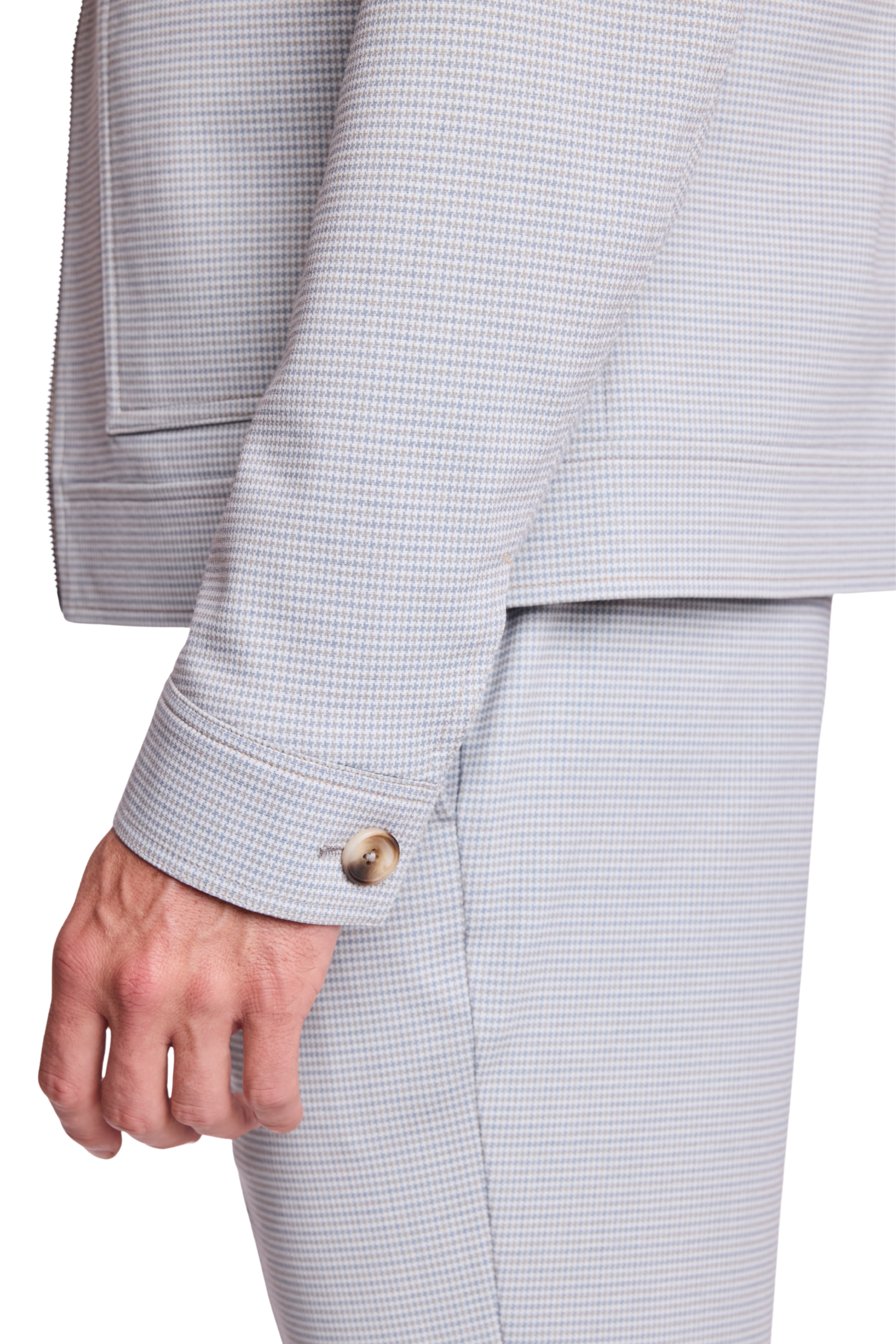 Milo Zip Front Jacket - slim - Steel Puddle Knit Houndstooth