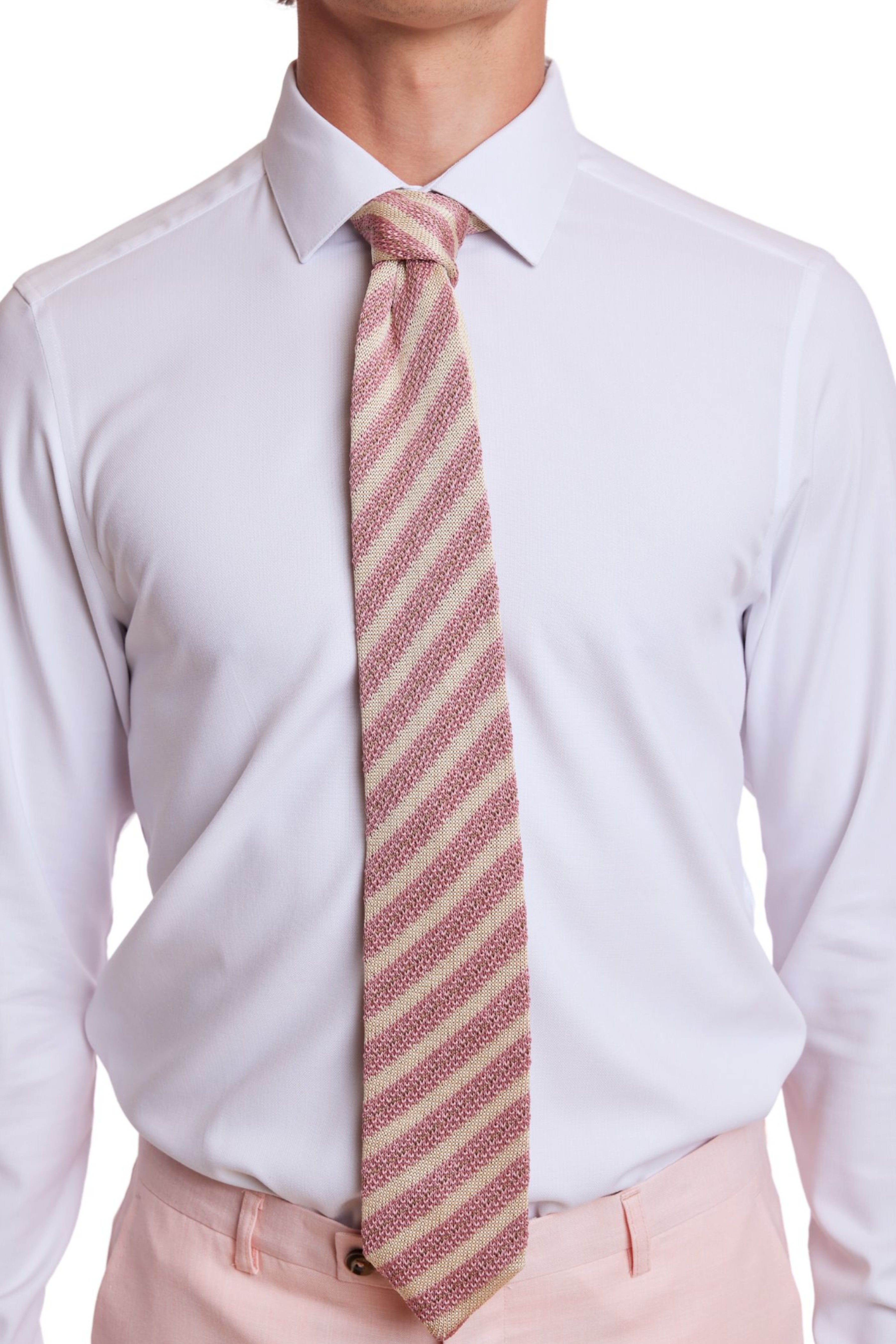 Stanley Striped Knit Tie - Blush Creamy Pink