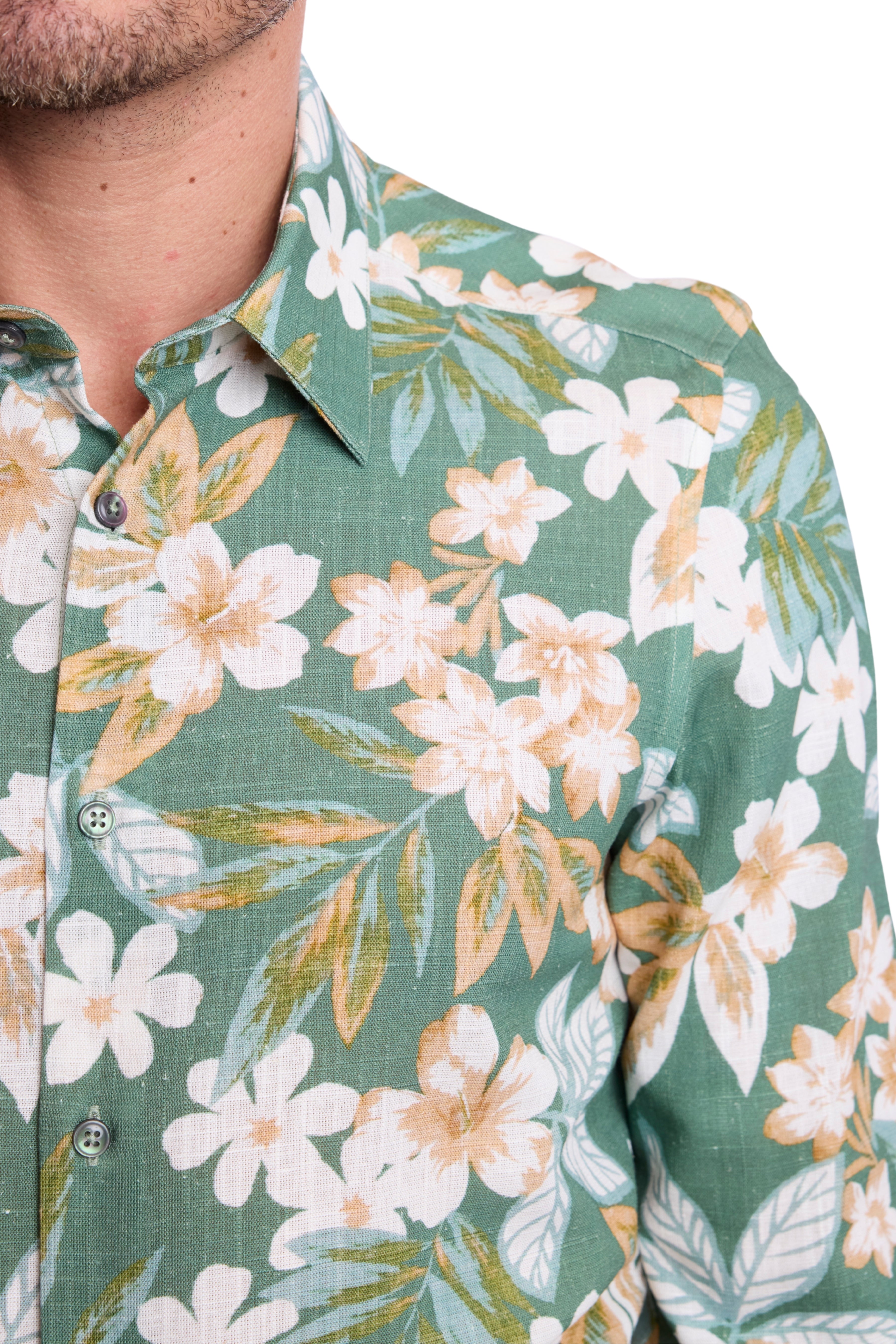 Parker Pointed Collar Shirt - Emerald Floral