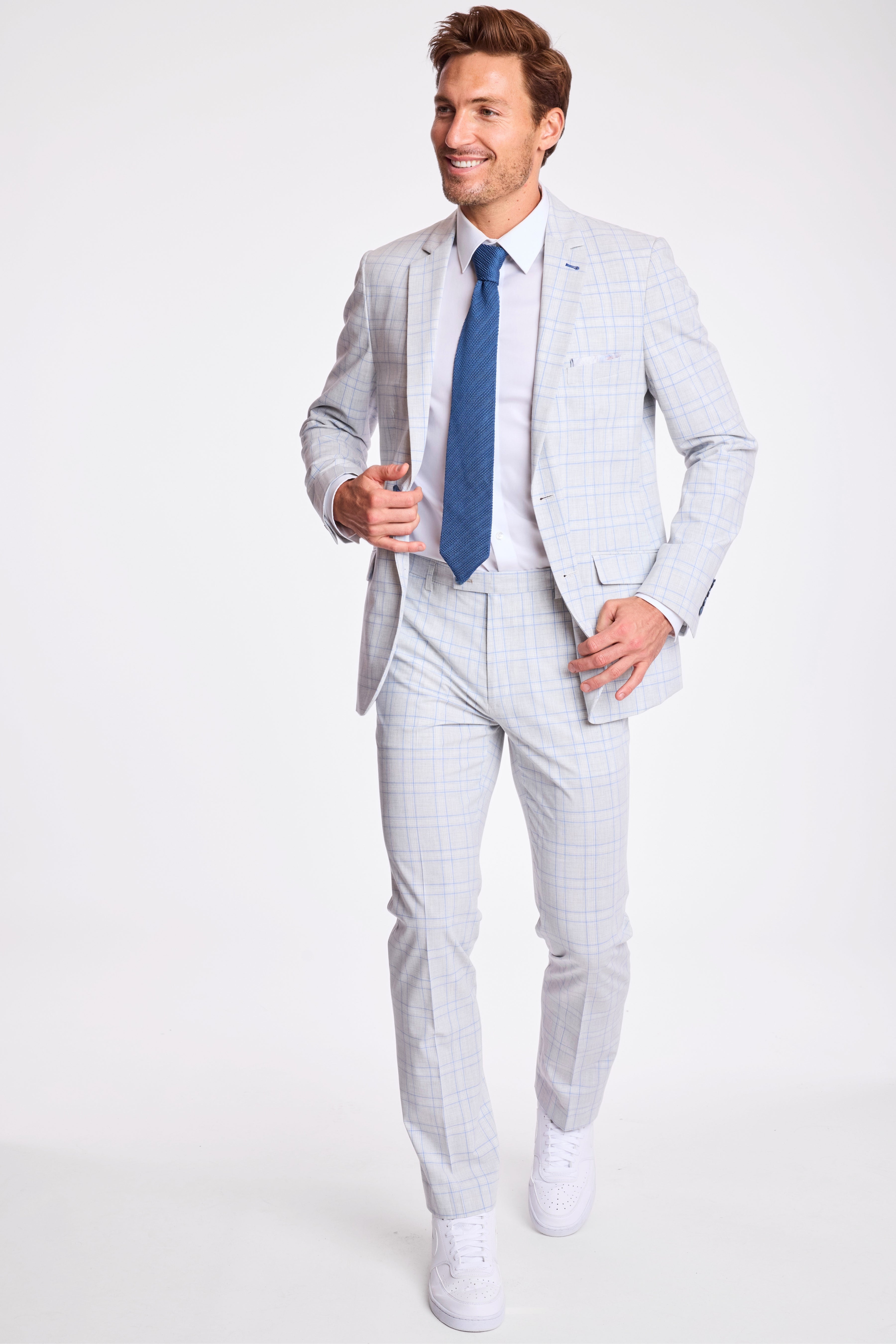 Downing Pants - slim - Grey Blue Check