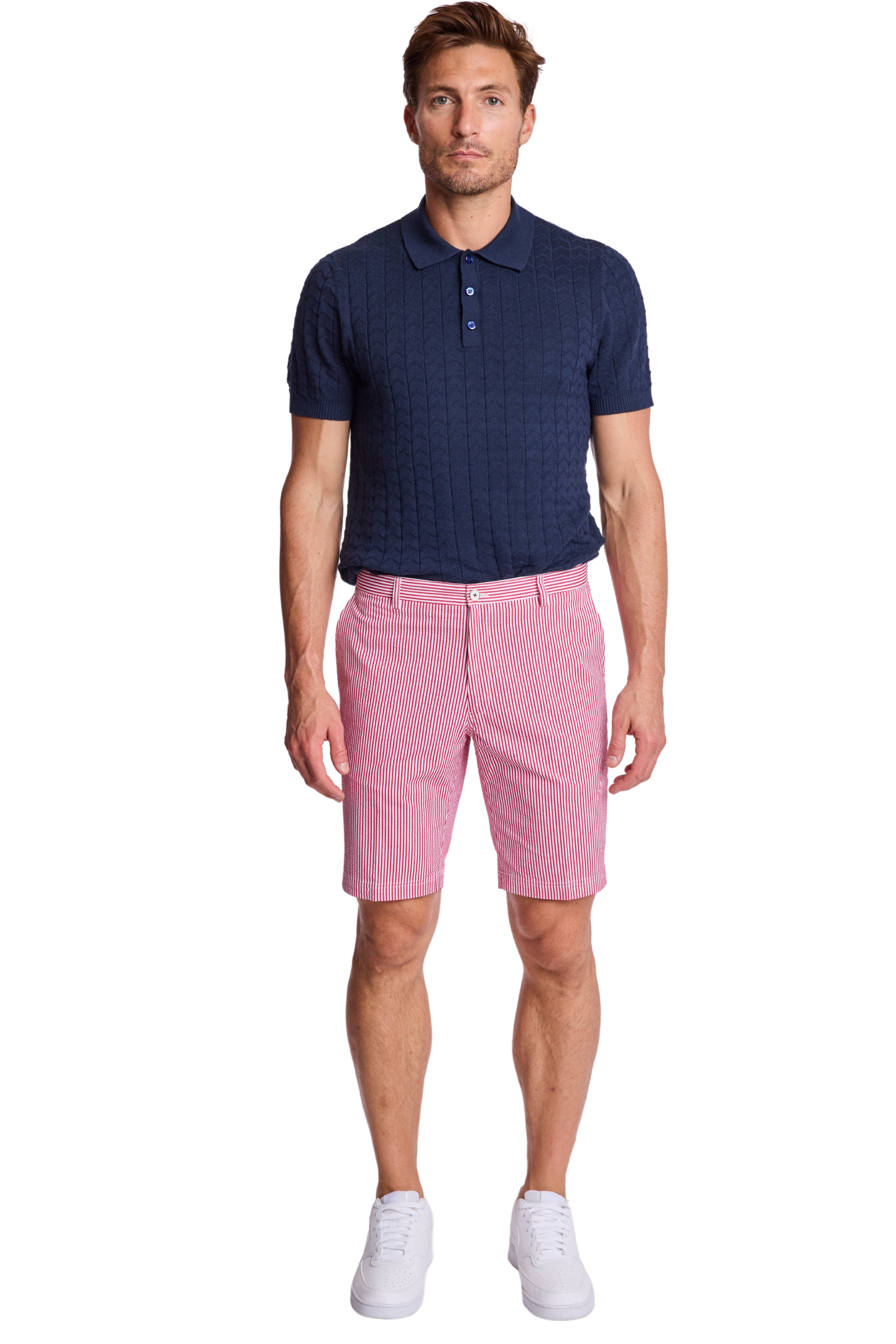 Felix Shorts - slim - Red Seersucker