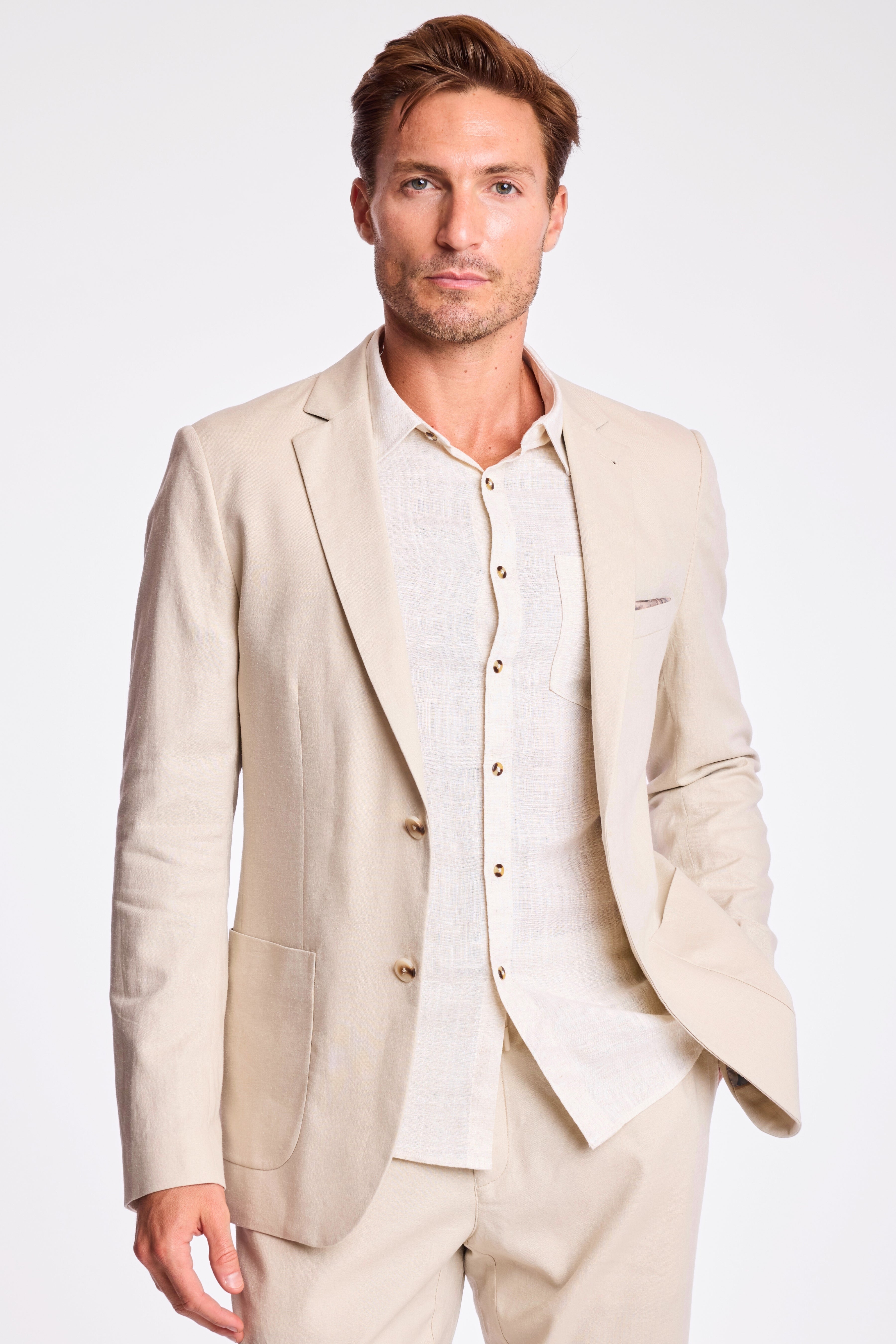 Dover Notch Jacket - slim - Tan Glaze Linen