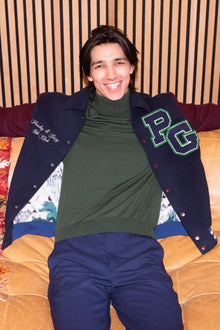  Ski Club Down Varsity Jacket - Navy Burgundy