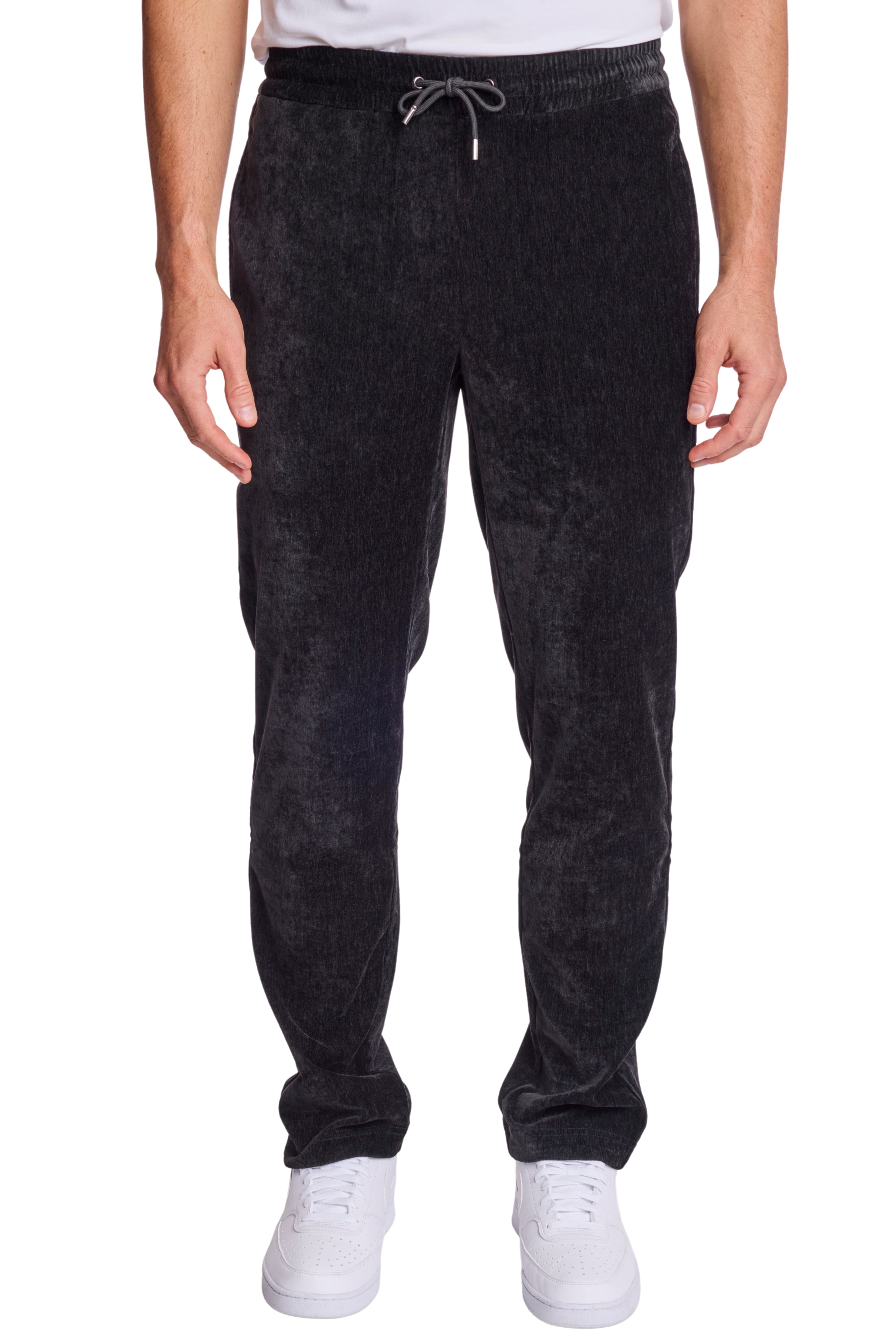 Velvet Wide Leg Sweatpants - Black Velvet