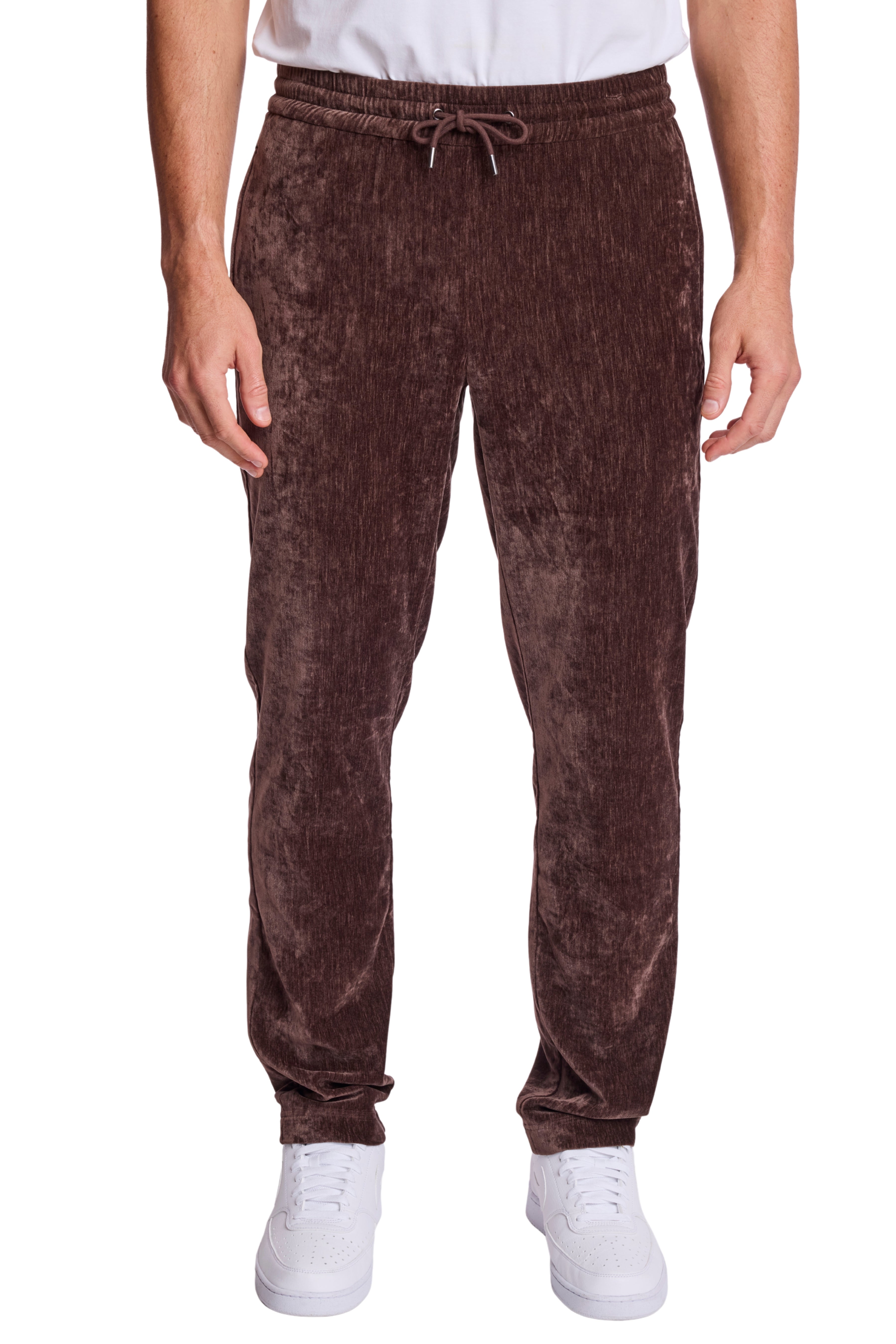 Velvet Wide Leg Sweatpants - Chocolate Brown Velvet