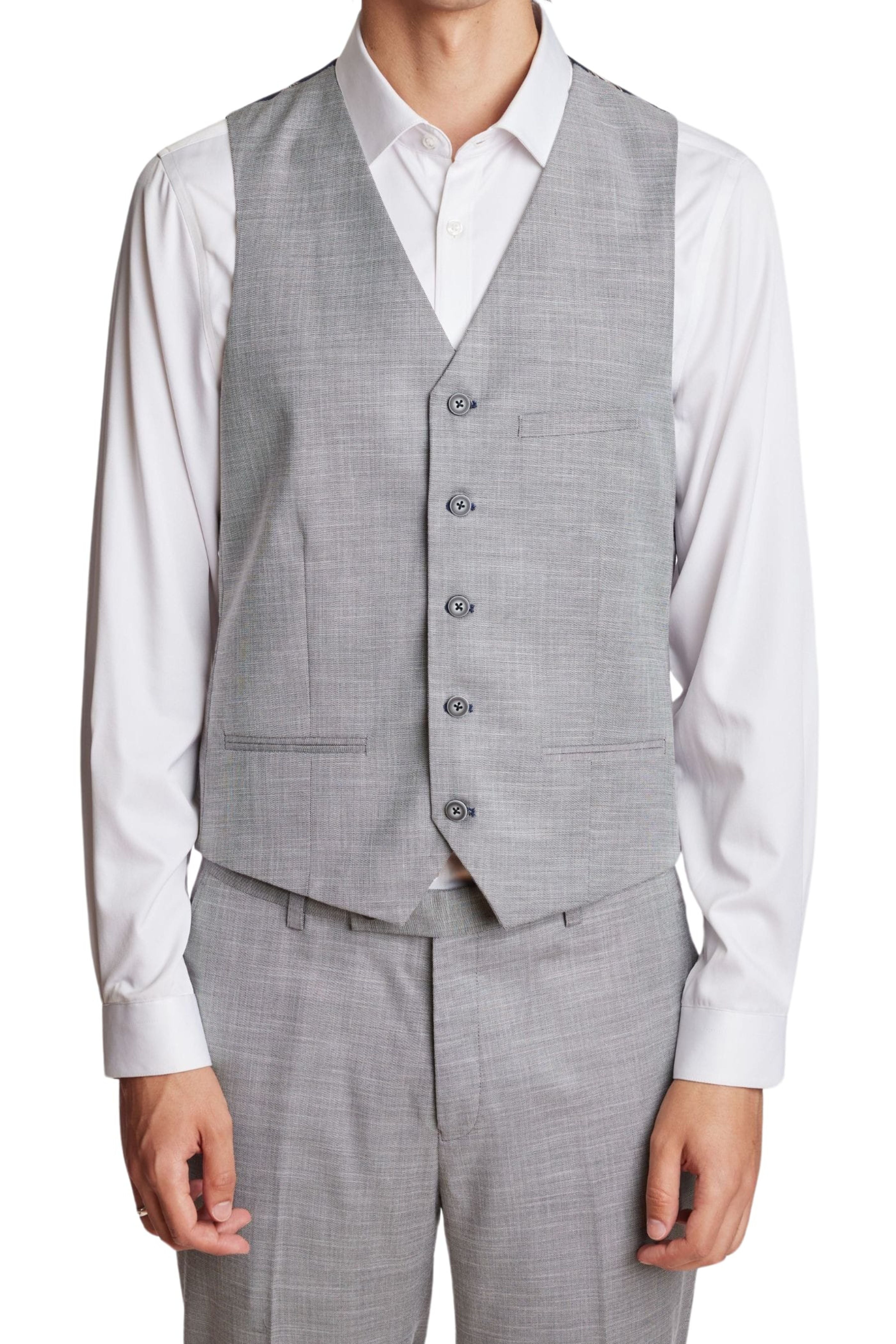 Modern Fit - Eaton 5 Button Vest - Light Grey Shark