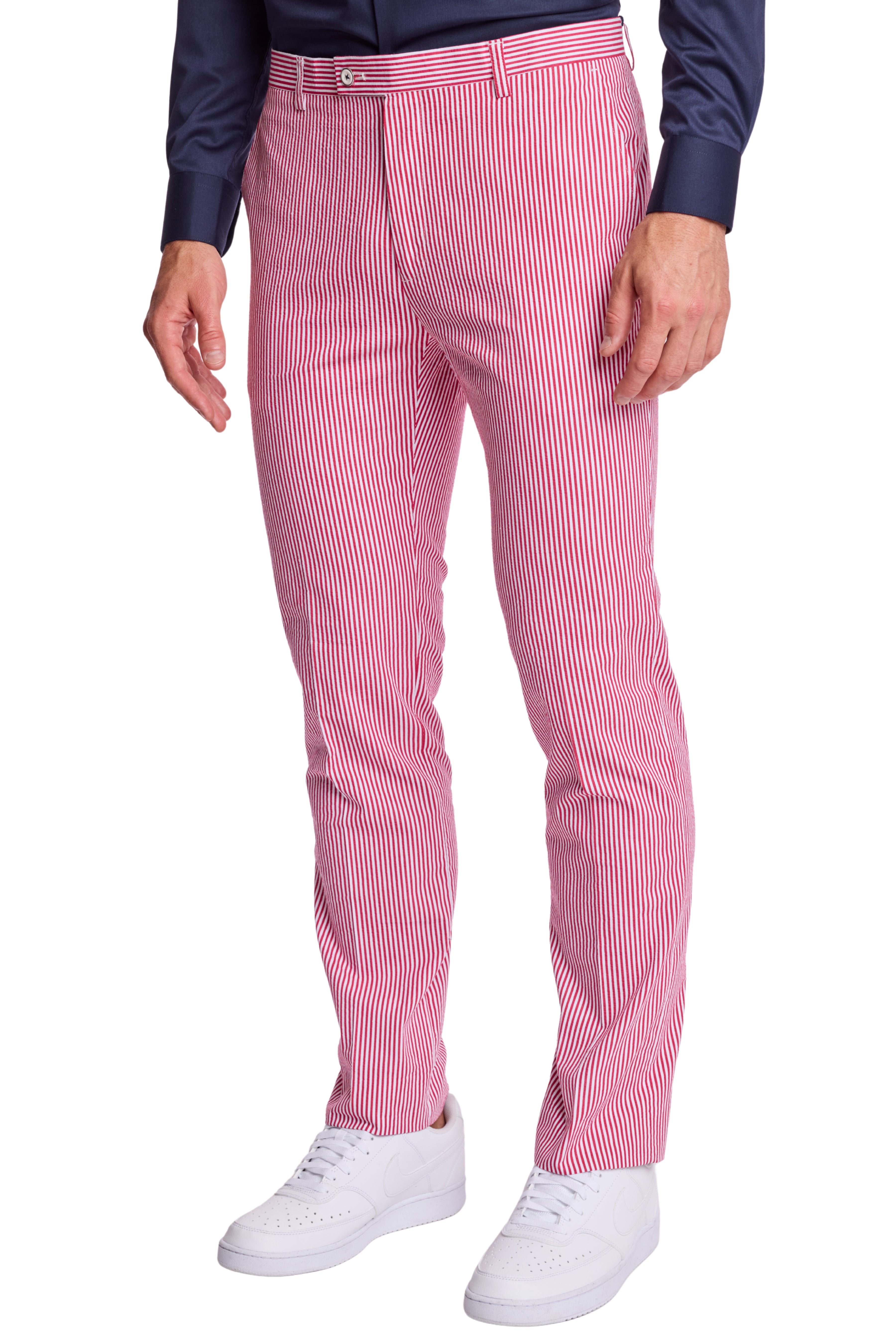Downing Pants - slim - Red Seersucker